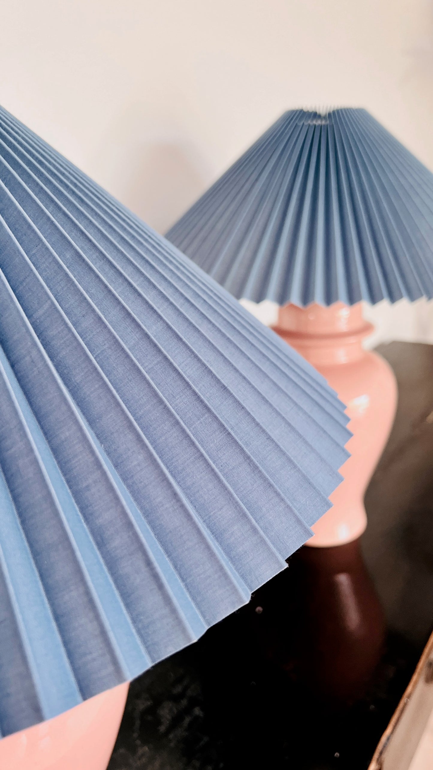 Ceramic Lamps with Pleated Paper Shades