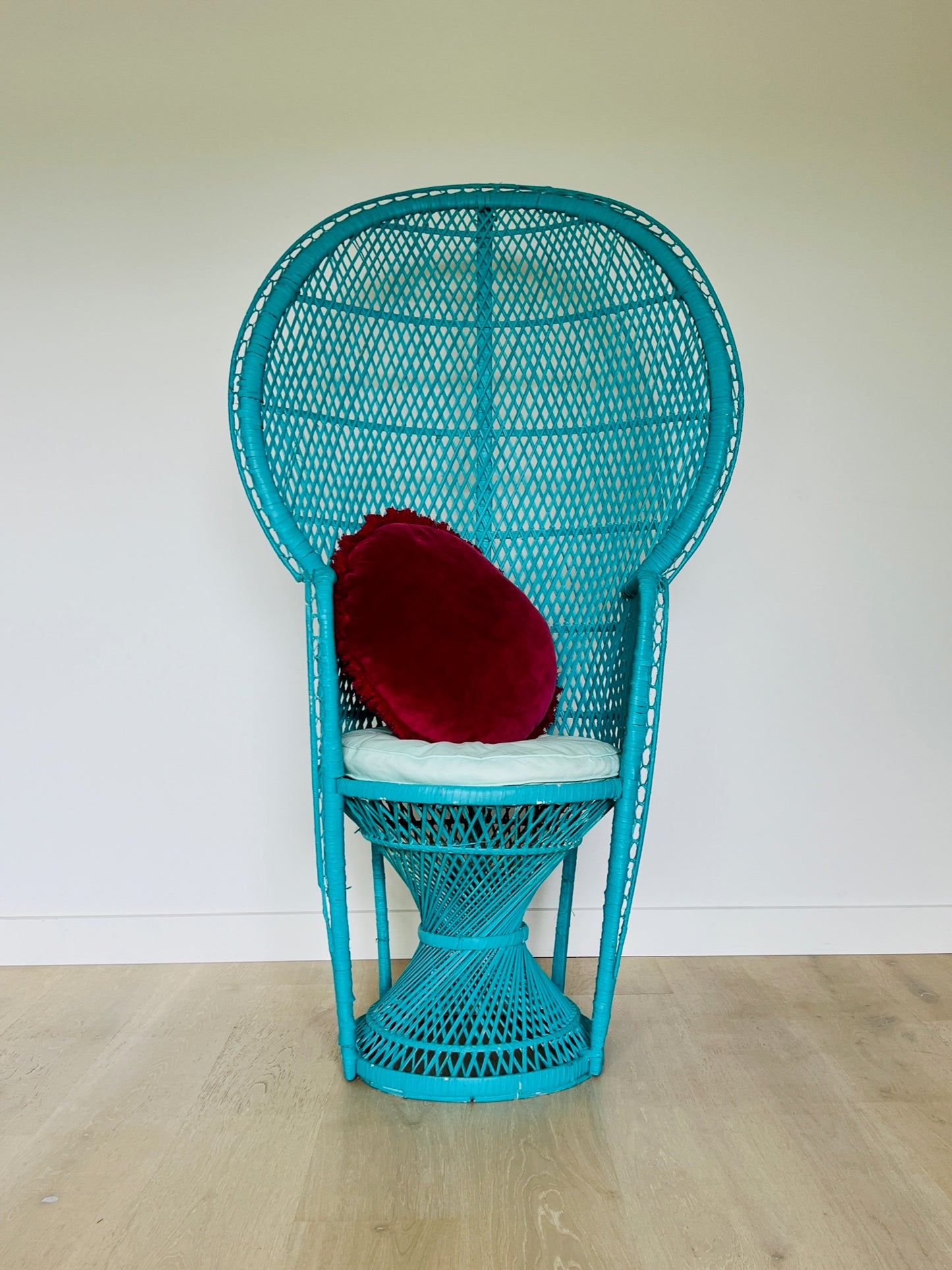 Gorgeous Blue Peacock Rattan Chair