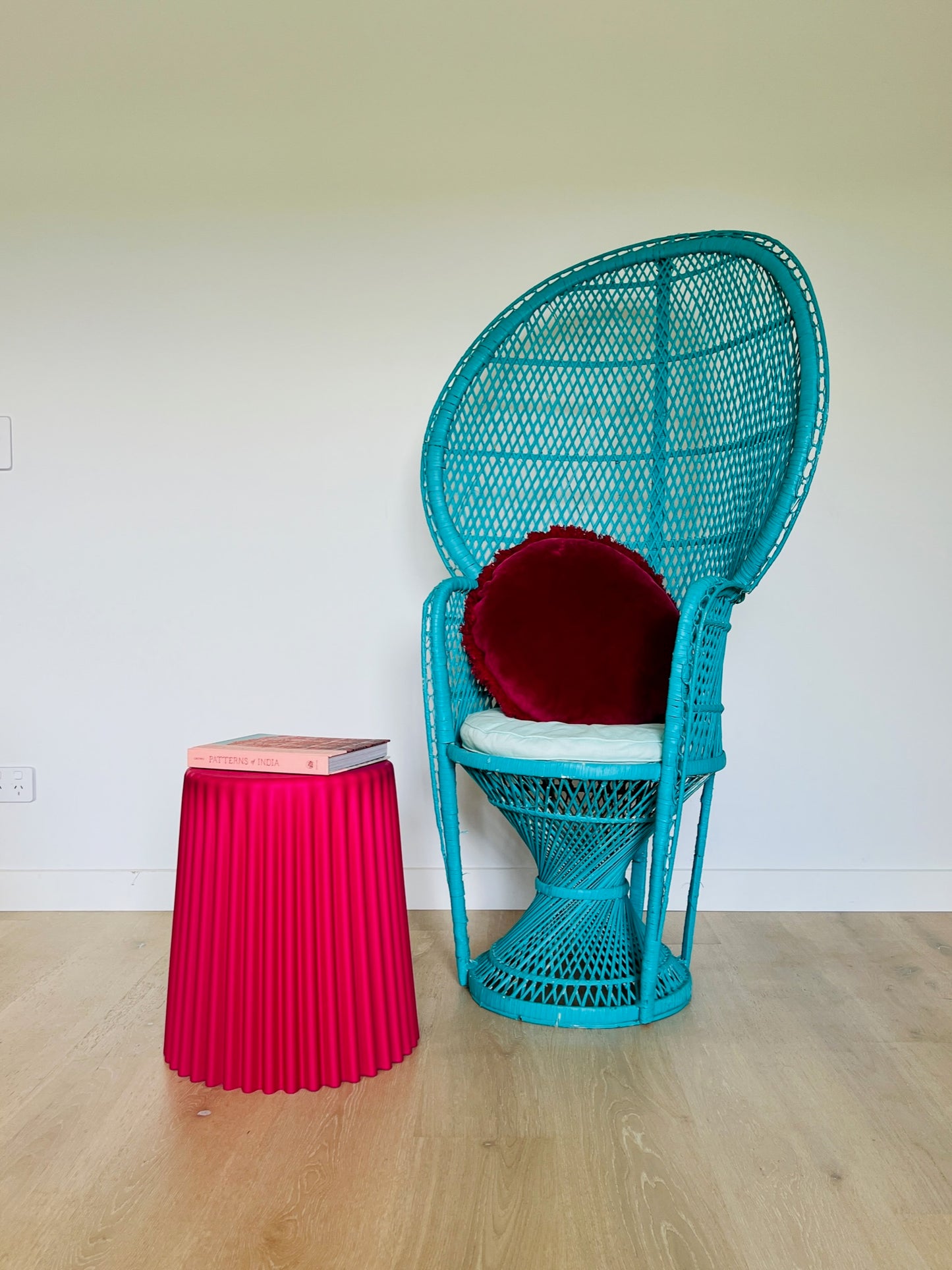 Gorgeous Blue Peacock Rattan Chair