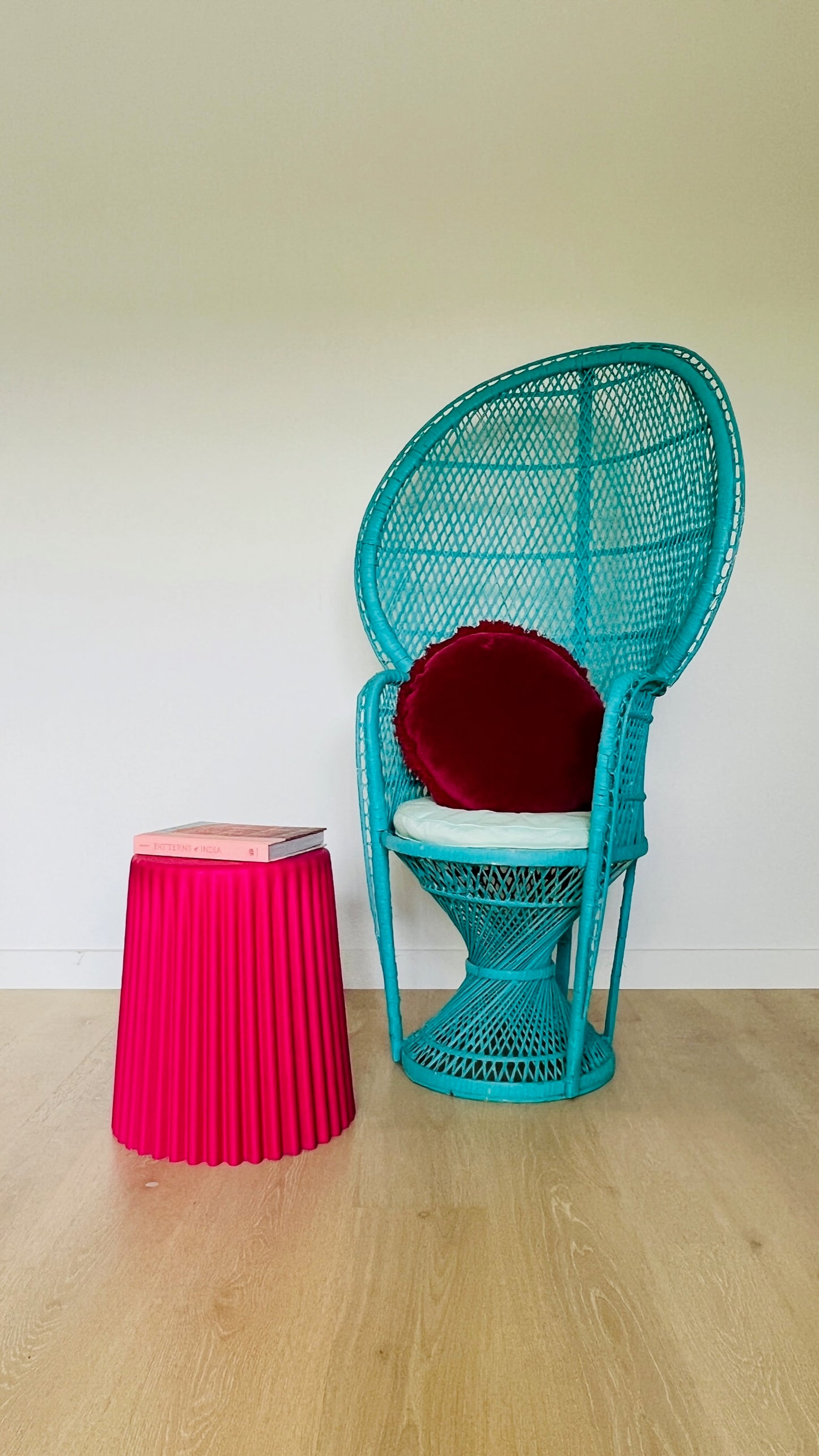 Gorgeous Blue Peacock Rattan Chair
