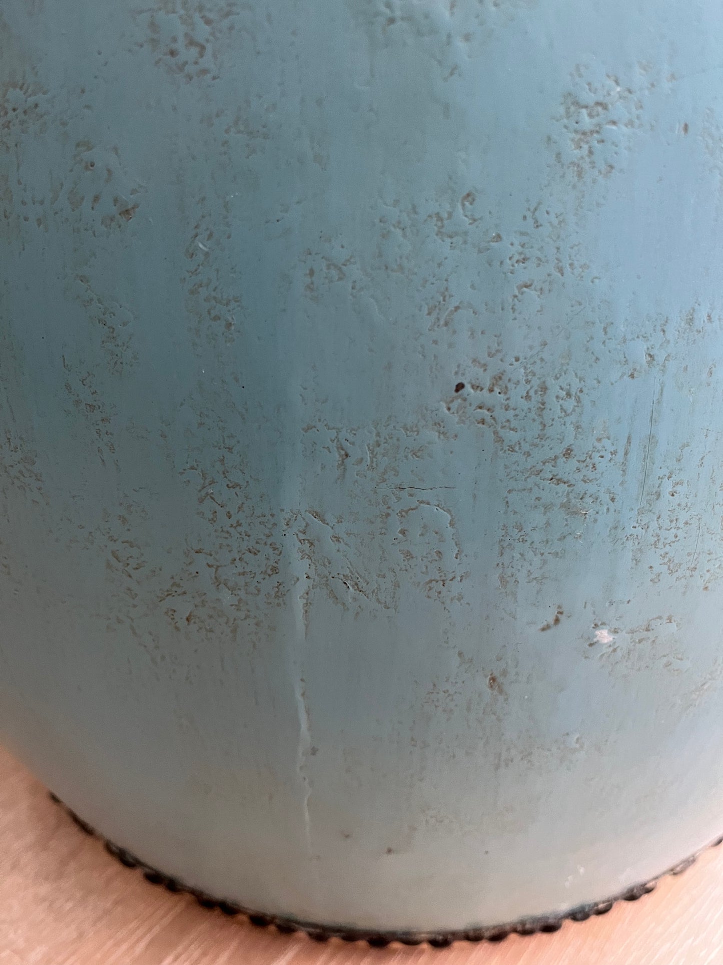 Beautiful Blue Antique Drum Style Table ( lighter top )