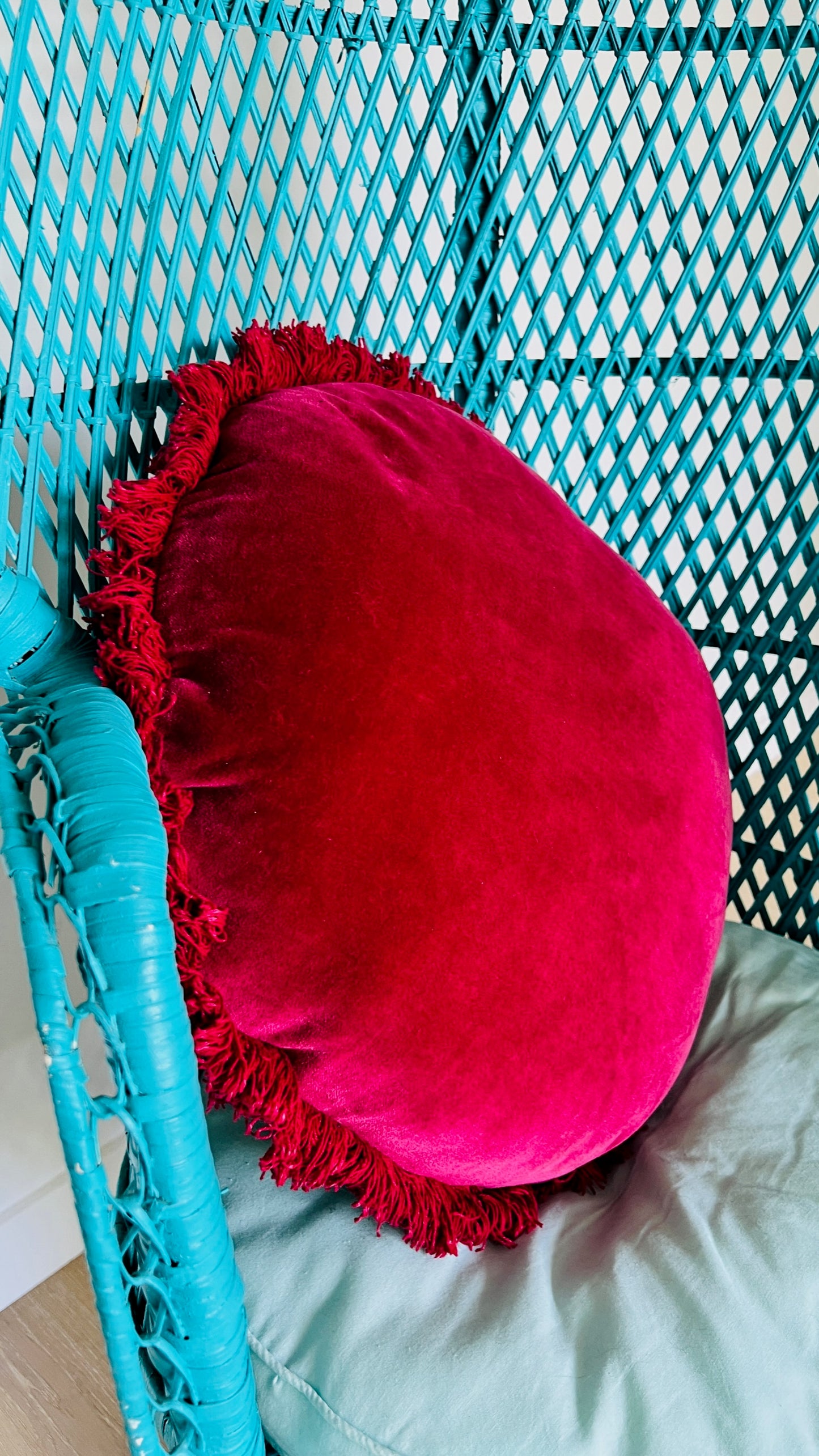 Gorgeous Blue Peacock Rattan Chair