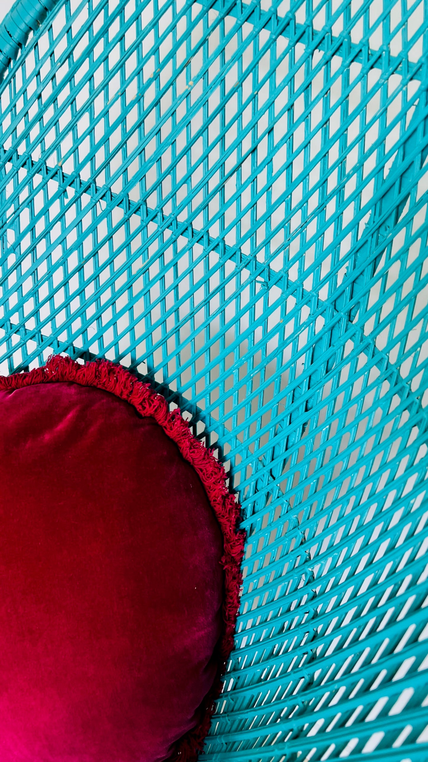 Gorgeous Blue Peacock Rattan Chair