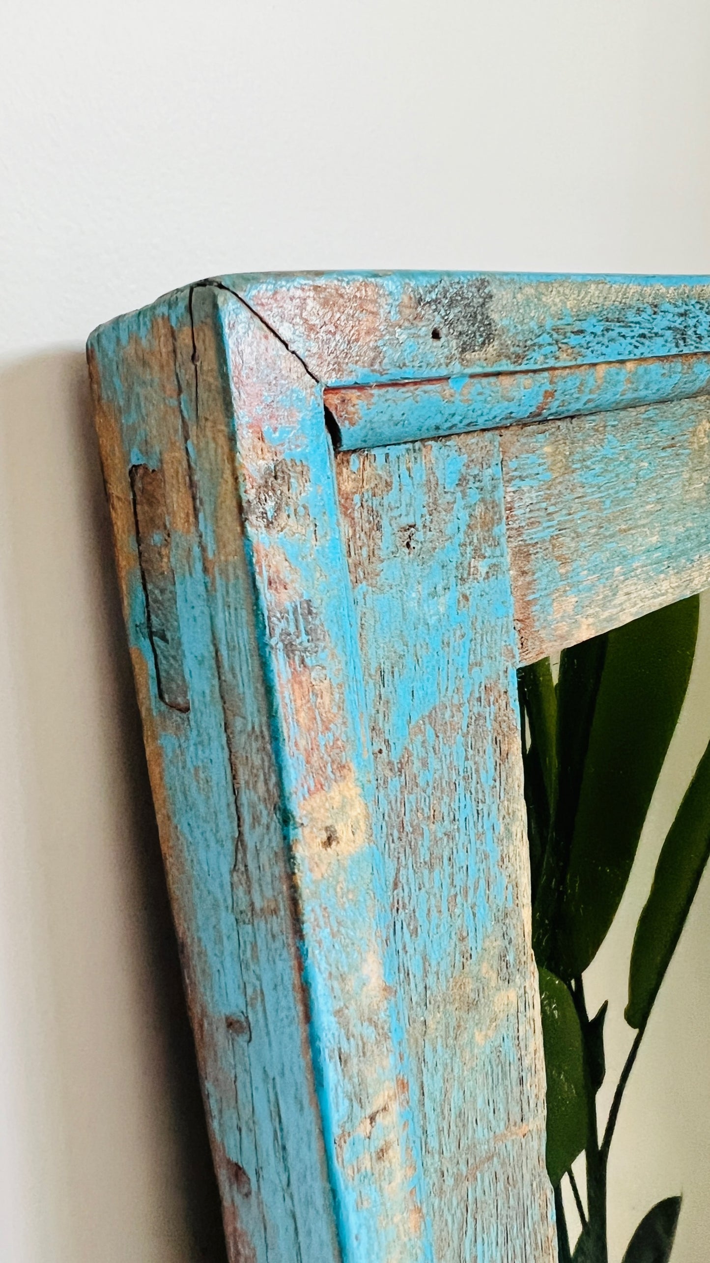 Antique Blue Wooden Mirror