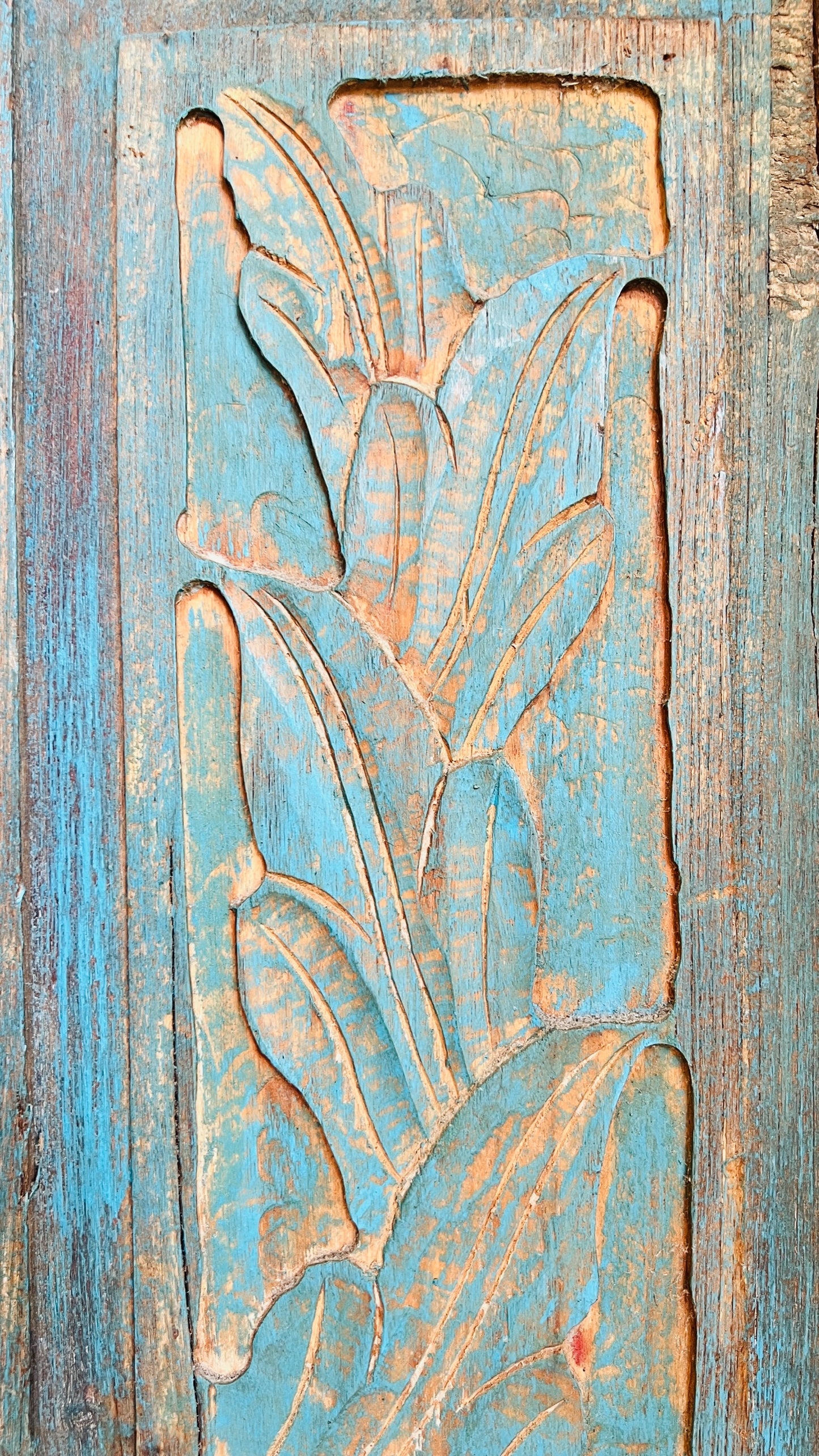 Antique Blue Wooden Mirror
