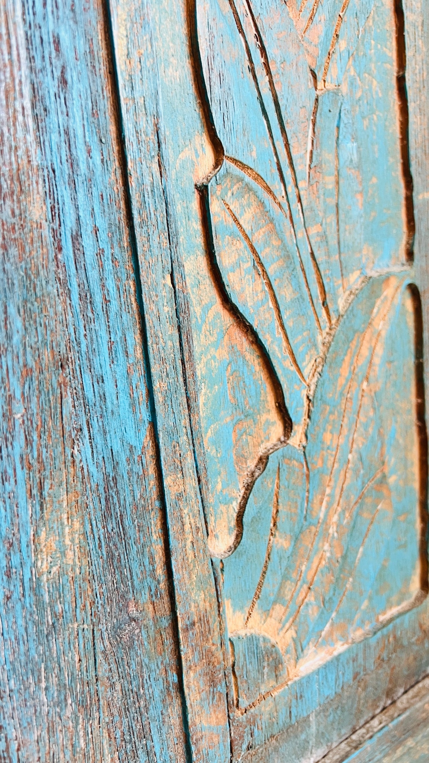 Antique Blue Wooden Mirror