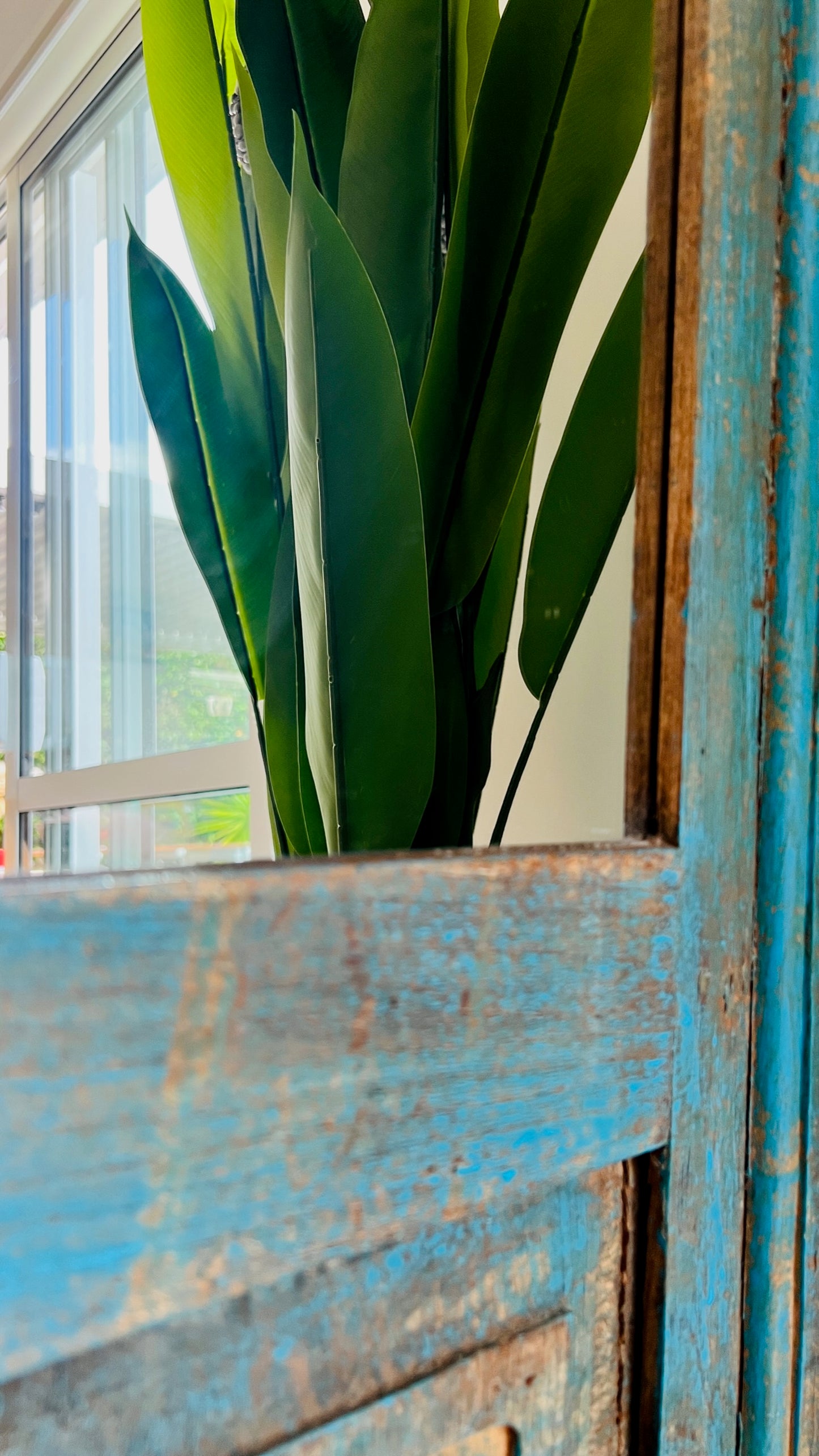 Antique Blue Wooden Mirror