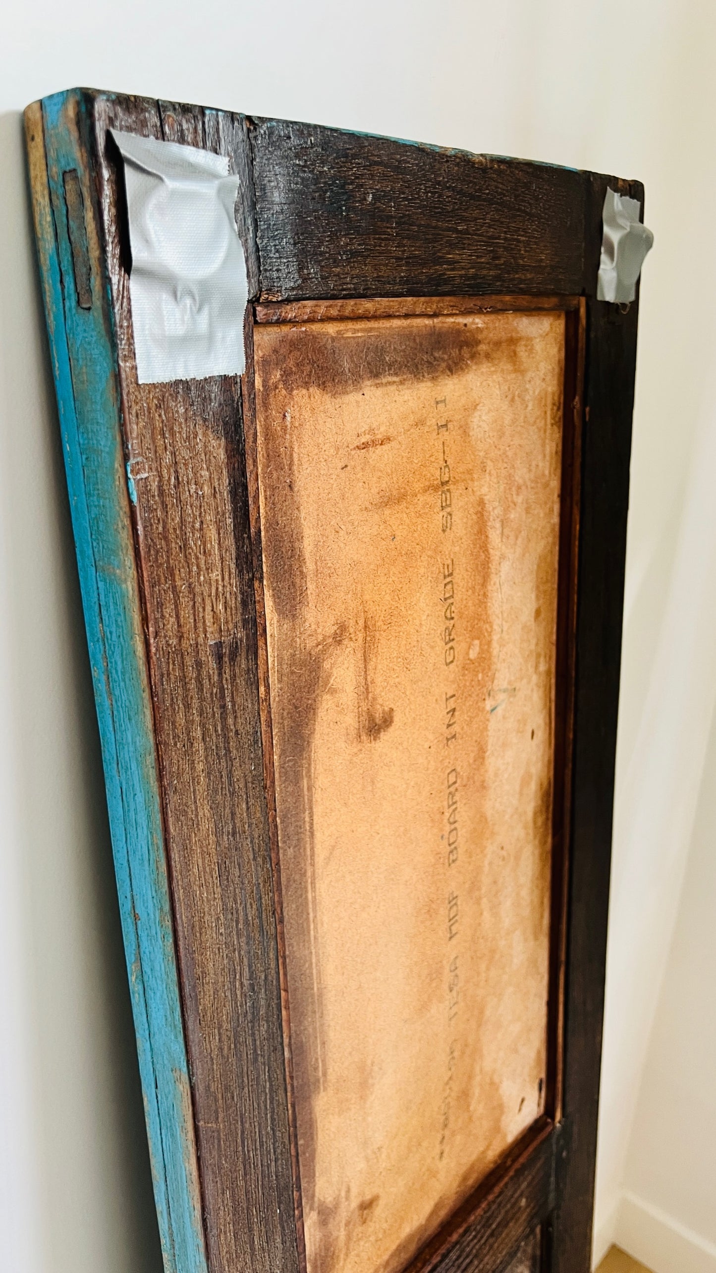 Antique Blue Wooden Mirror