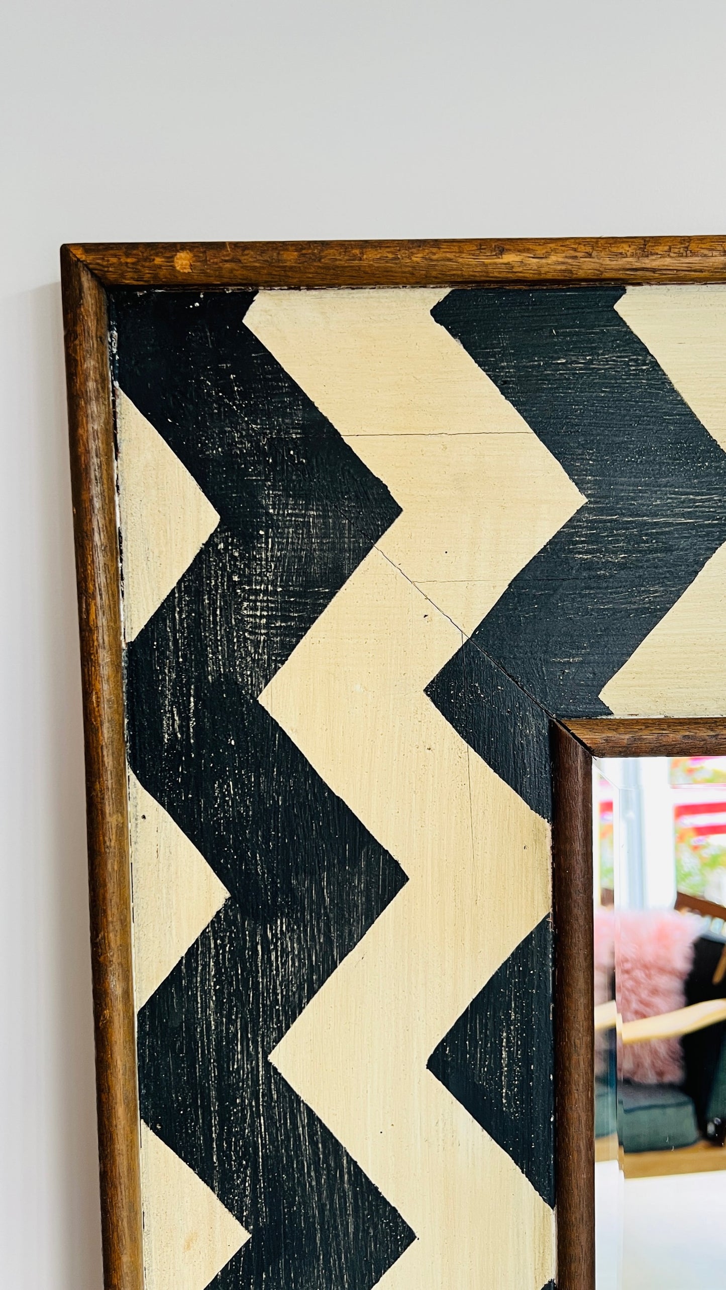Beautiful Wooden ZigZag Design Mirror