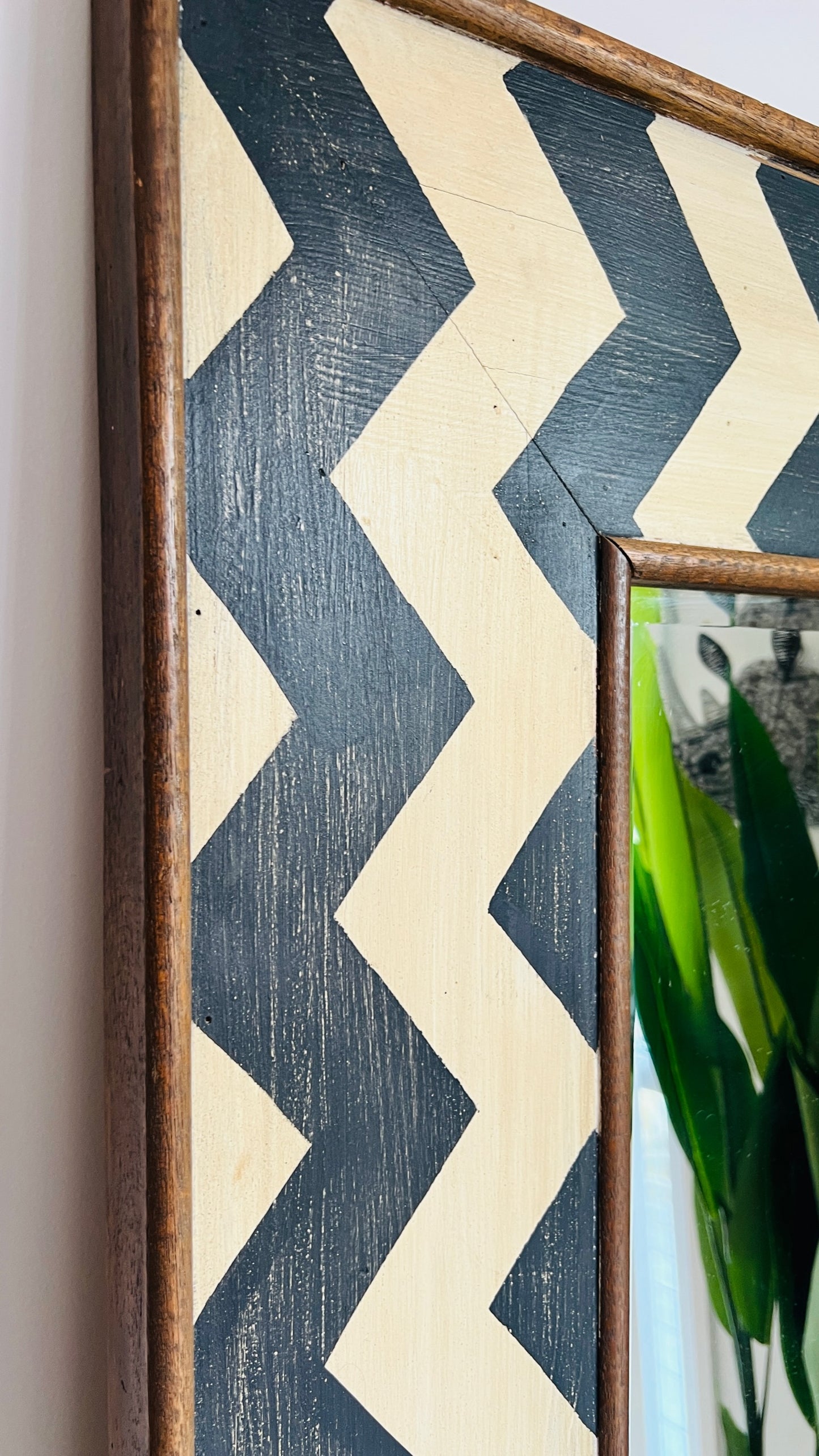Beautiful Wooden ZigZag Design Mirror