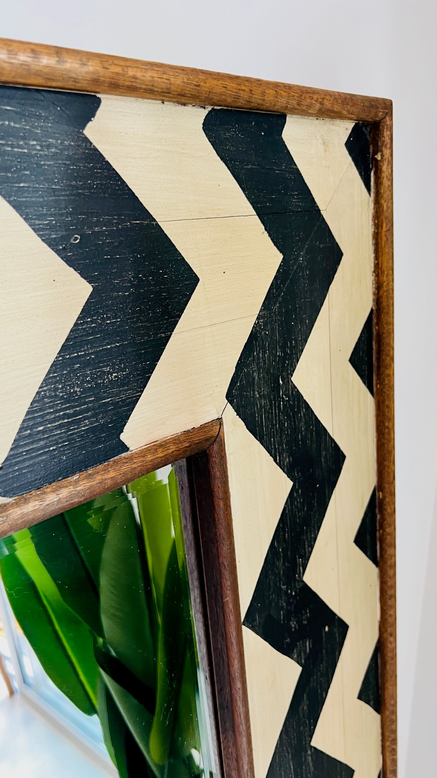 Beautiful Wooden ZigZag Design Mirror