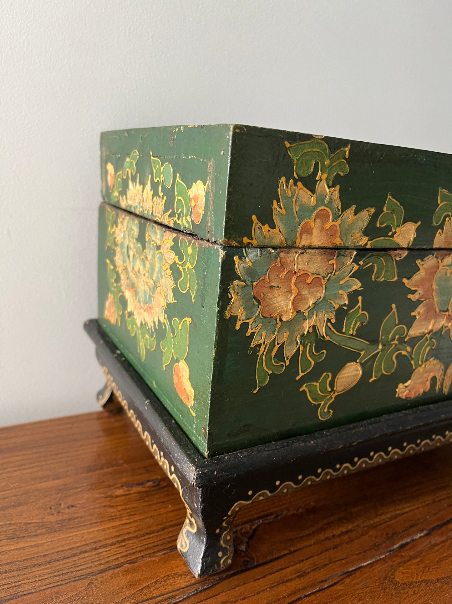 Lovely Wooden Rustic Painted Box on Stand