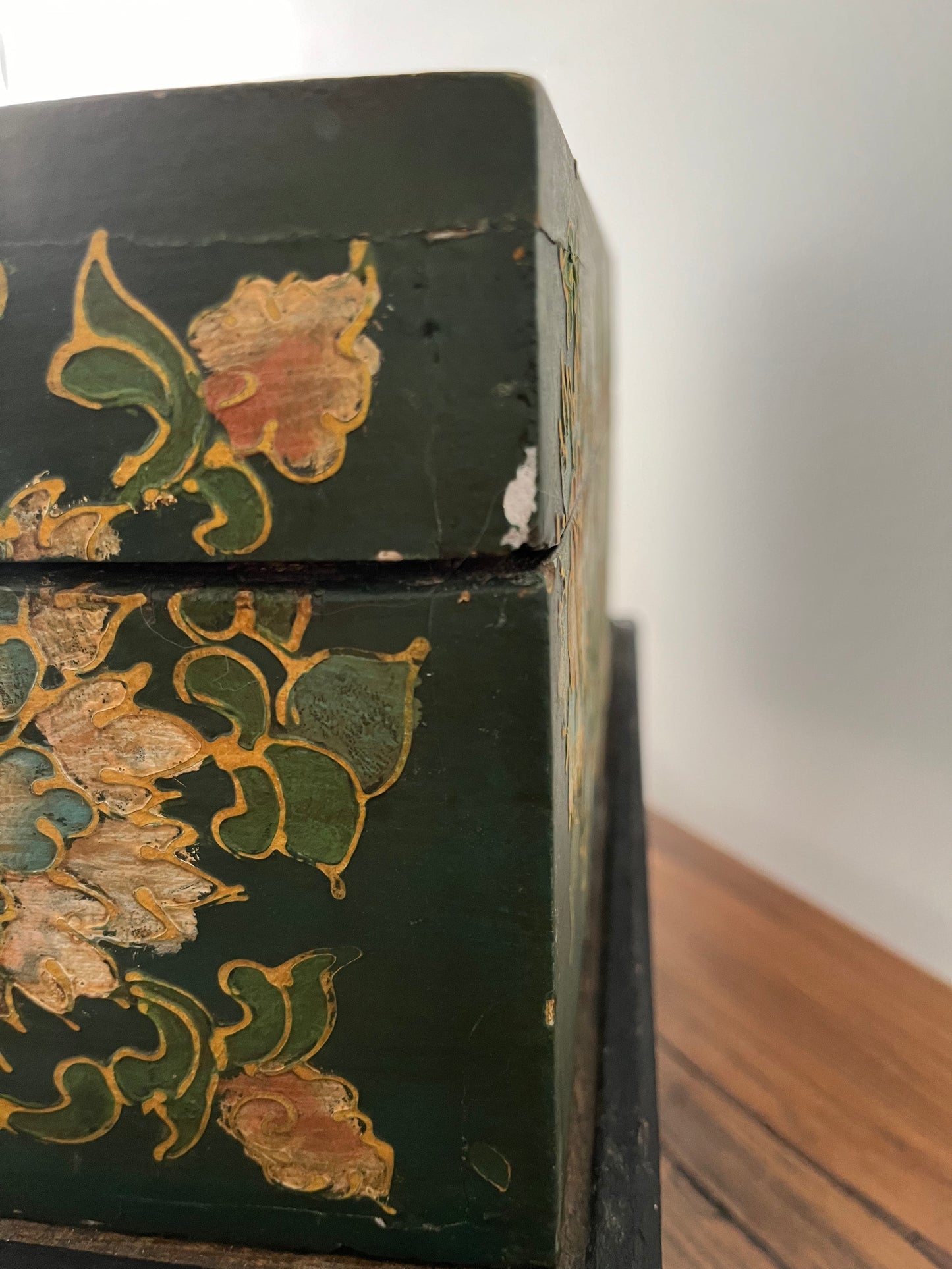 Lovely Wooden Rustic Painted Box on Stand