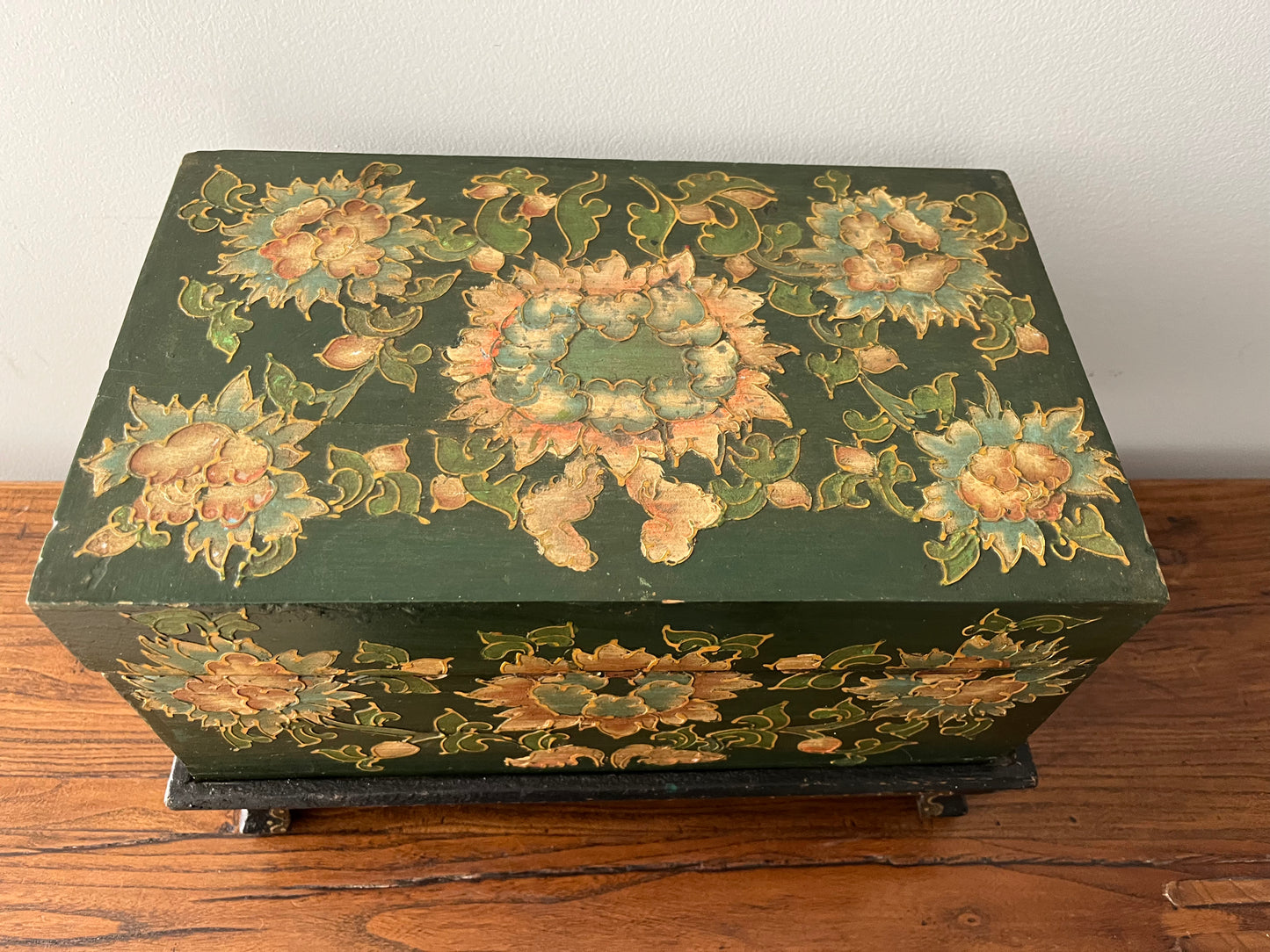 Lovely Wooden Rustic Painted Box on Stand