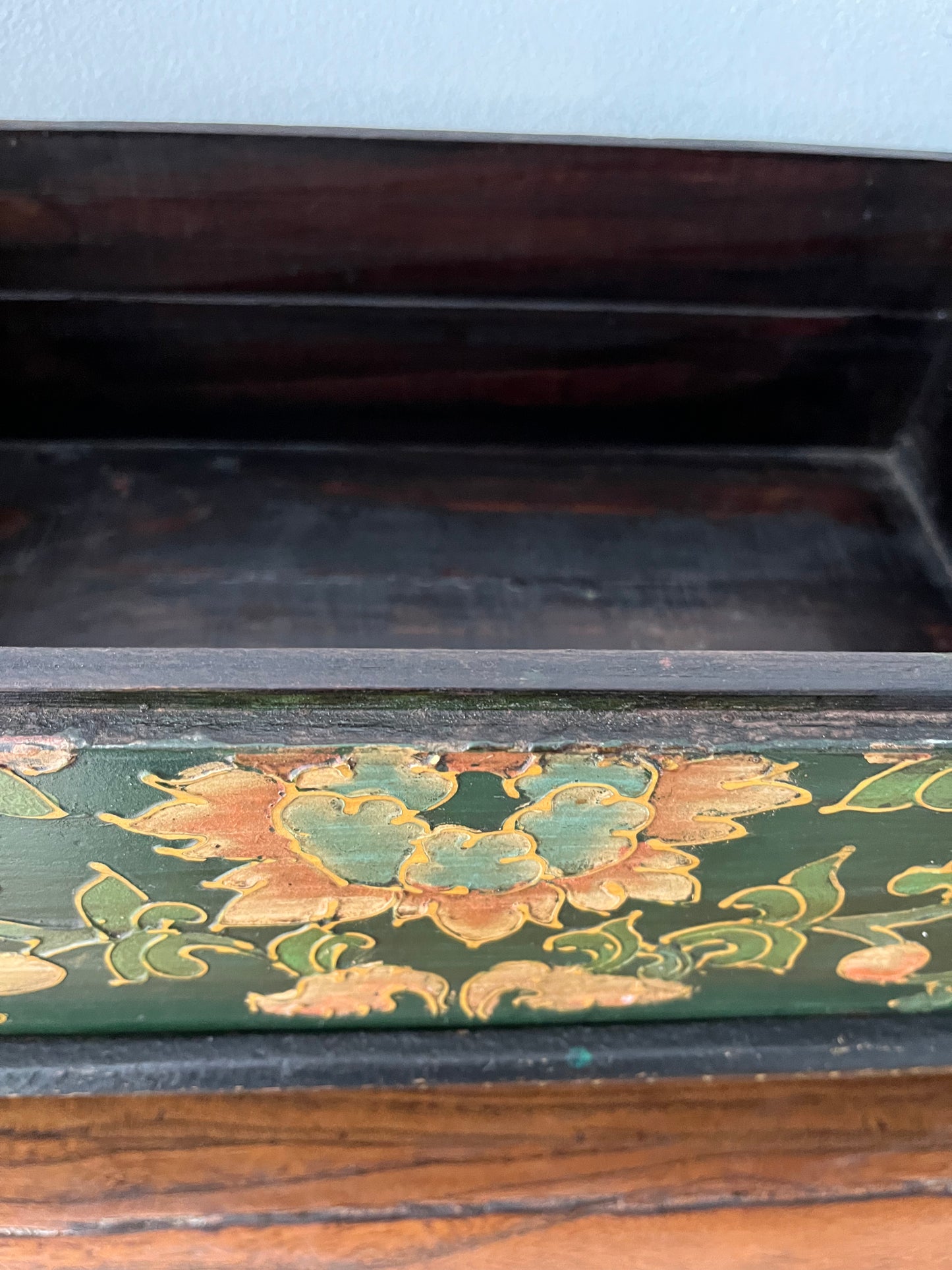 Lovely Wooden Rustic Painted Box on Stand