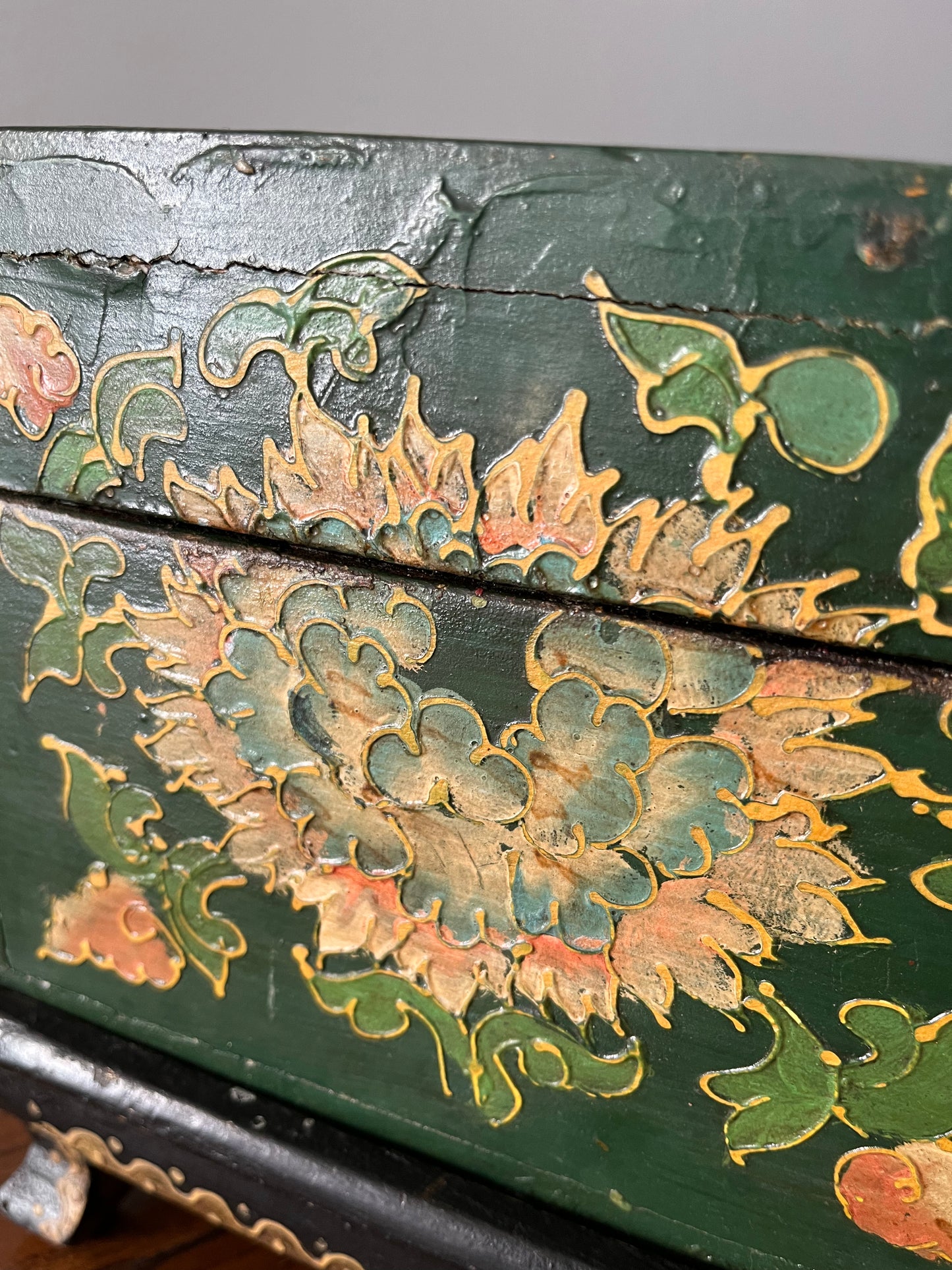 Lovely Wooden Rustic Painted Box on Stand