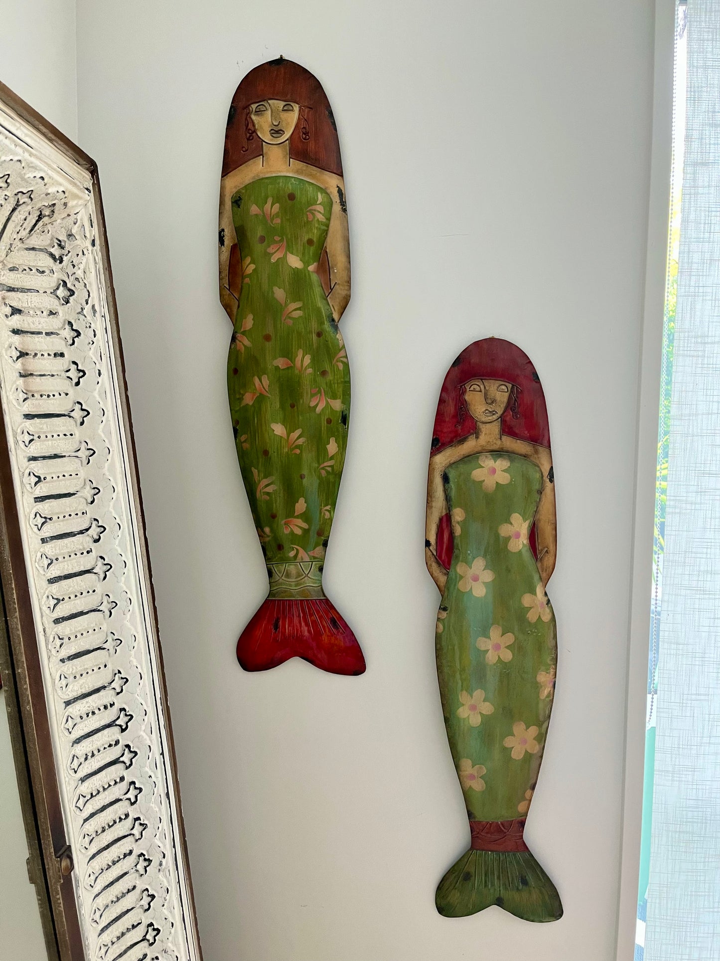 Beautiful Pair of Metal Mermaids