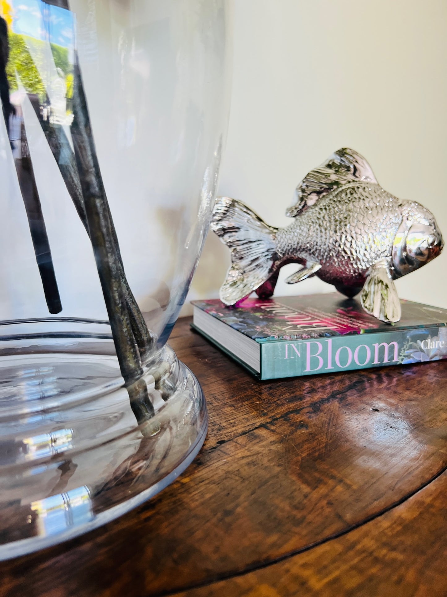 Elegant Silver Resin Fish Figurine