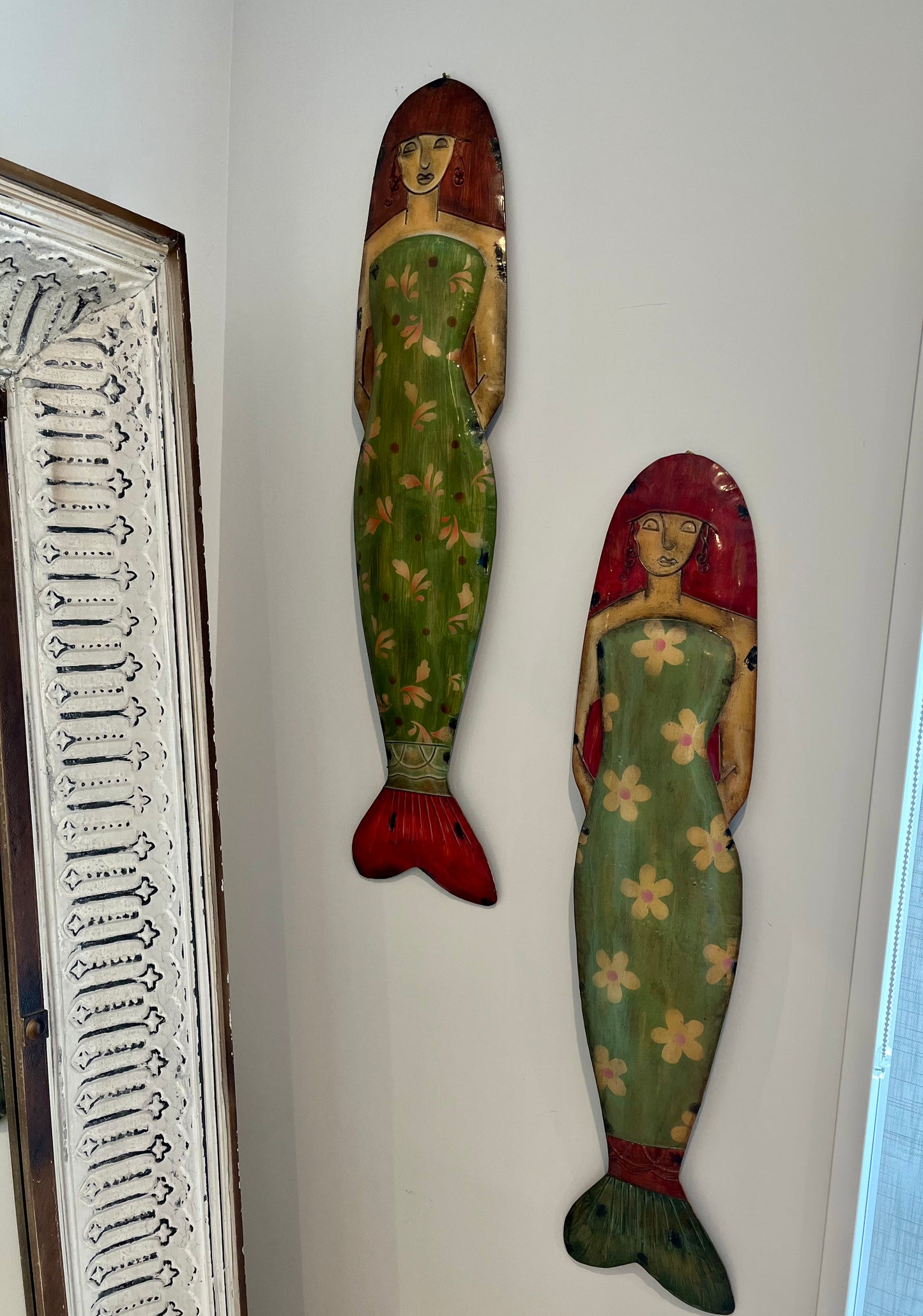 Beautiful Pair of Metal Mermaids