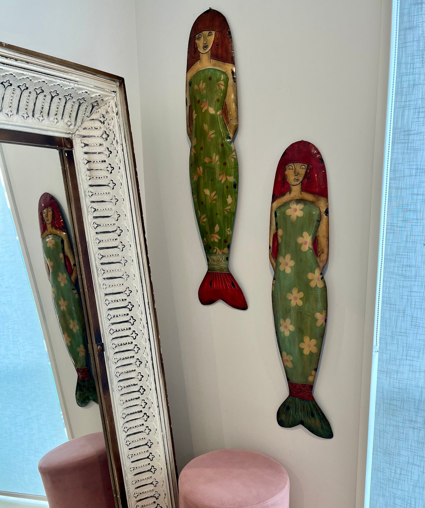 Beautiful Pair of Metal Mermaids