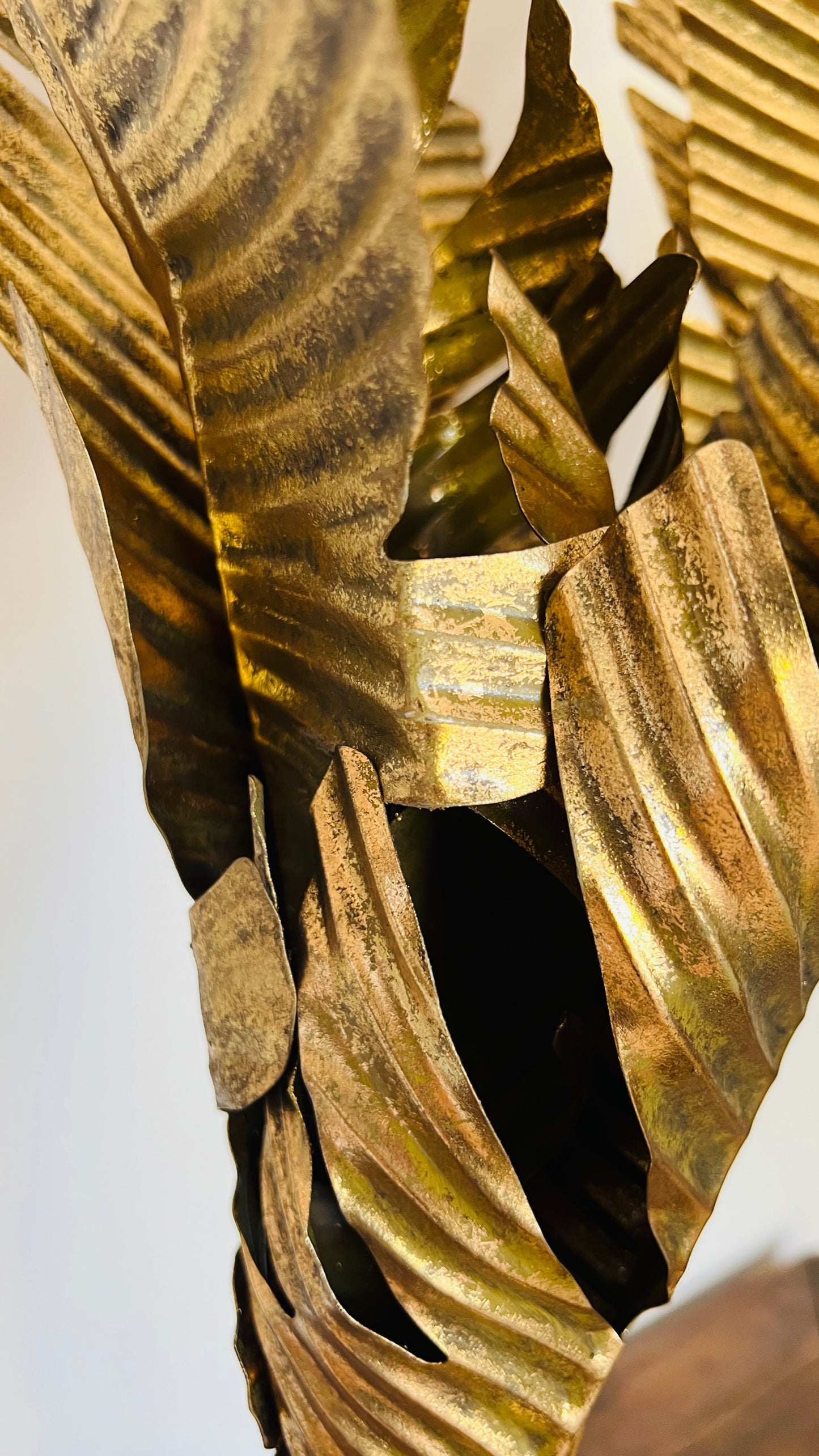 Beautiful Banana Leaf Candlestick Pair-Gold Metal