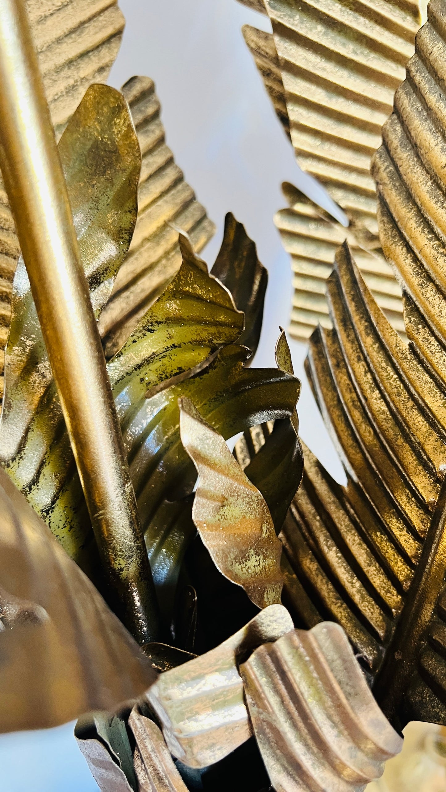 Beautiful Banana Leaf Candlestick Pair-Gold Metal