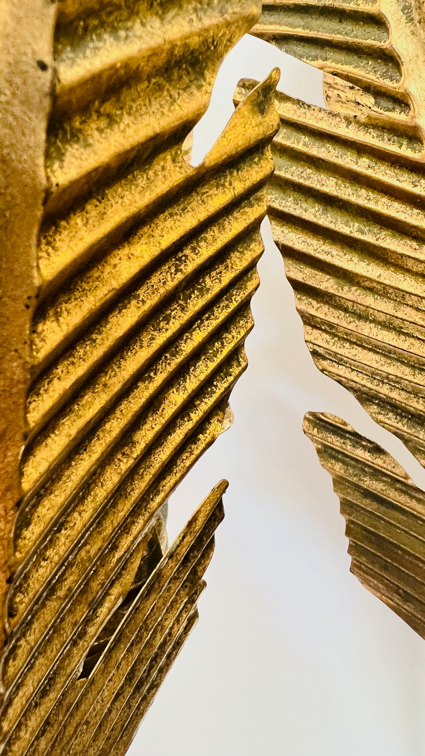 Beautiful Banana Leaf Candlestick Pair-Gold Metal