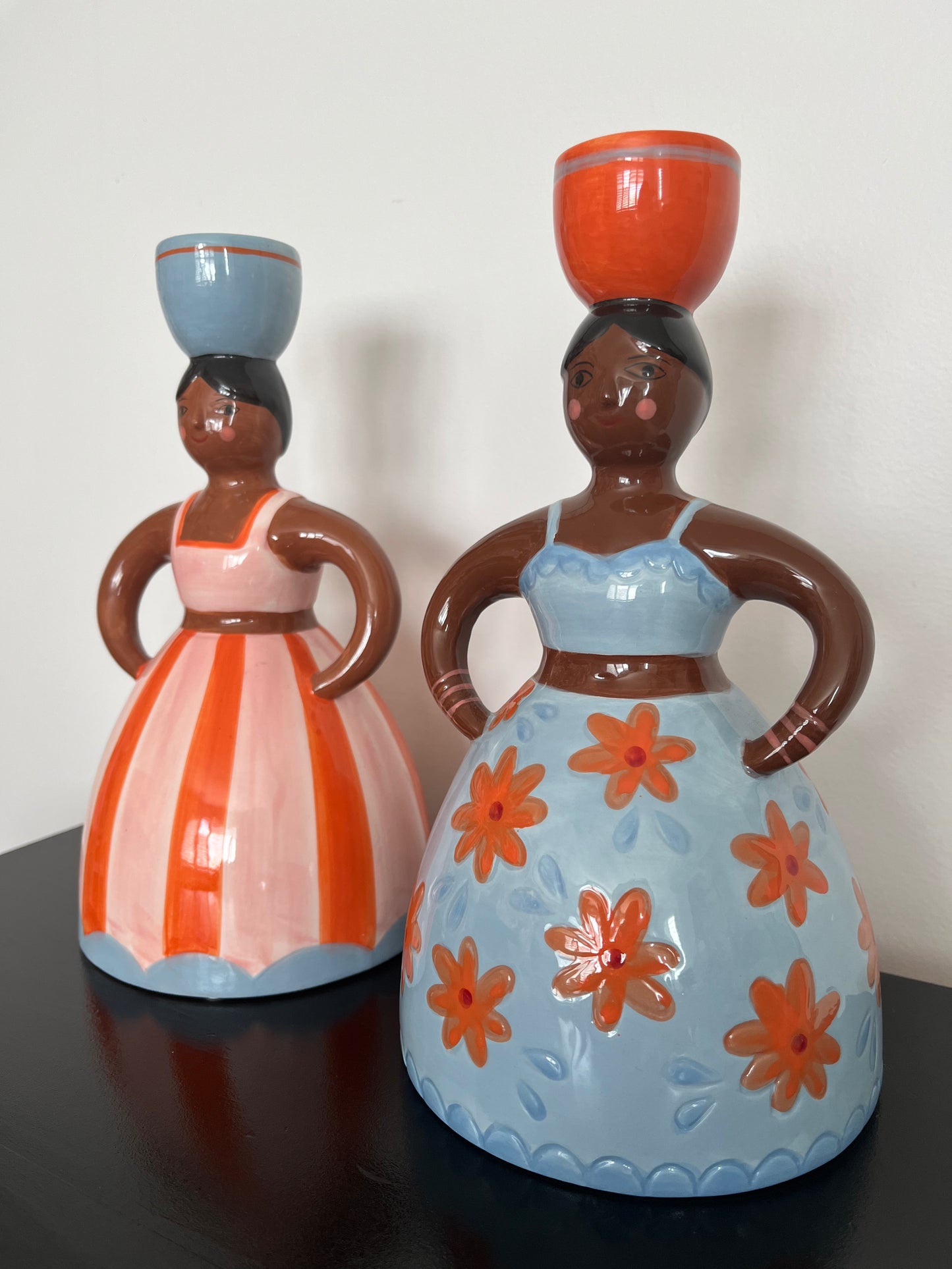 Lovely Pair of Lady Candleholders