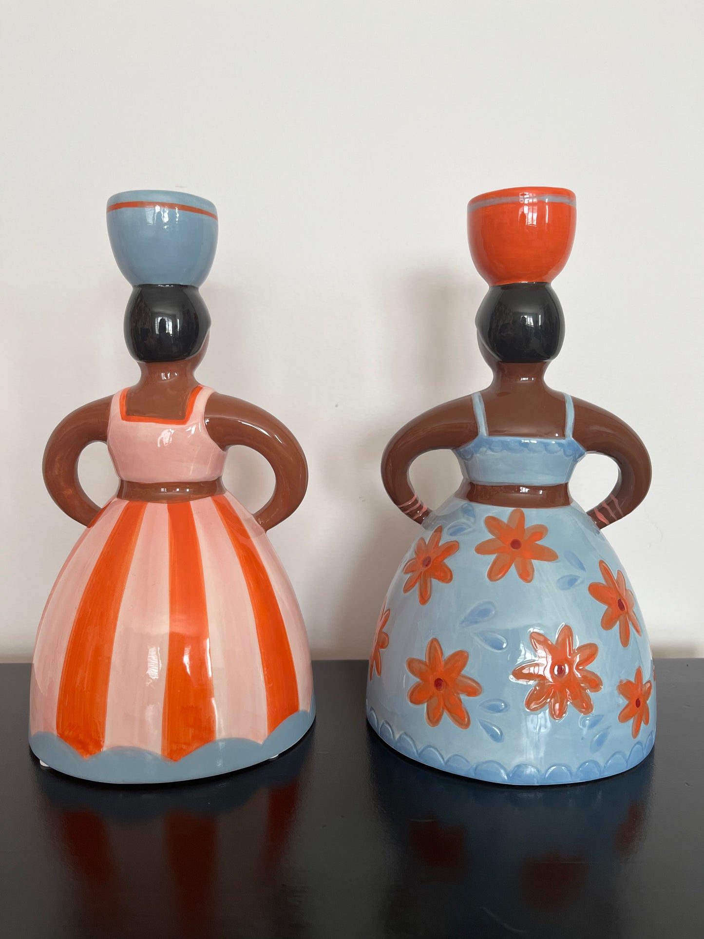 Lovely Pair of Lady Candleholders