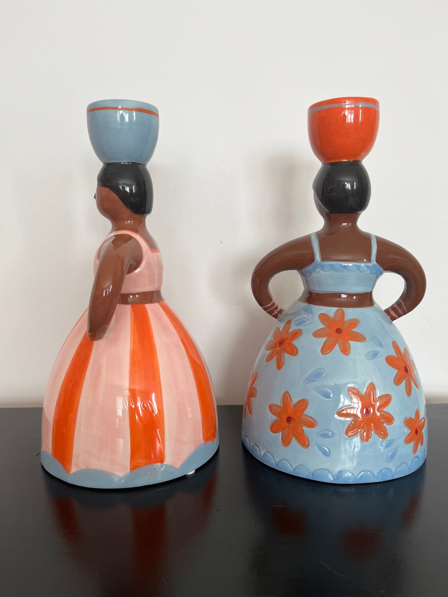 Lovely Pair of Lady Candleholders