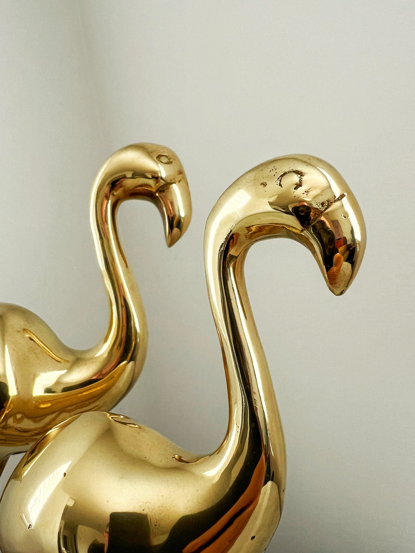 Beautiful Vintage Solid Brass Flamingos