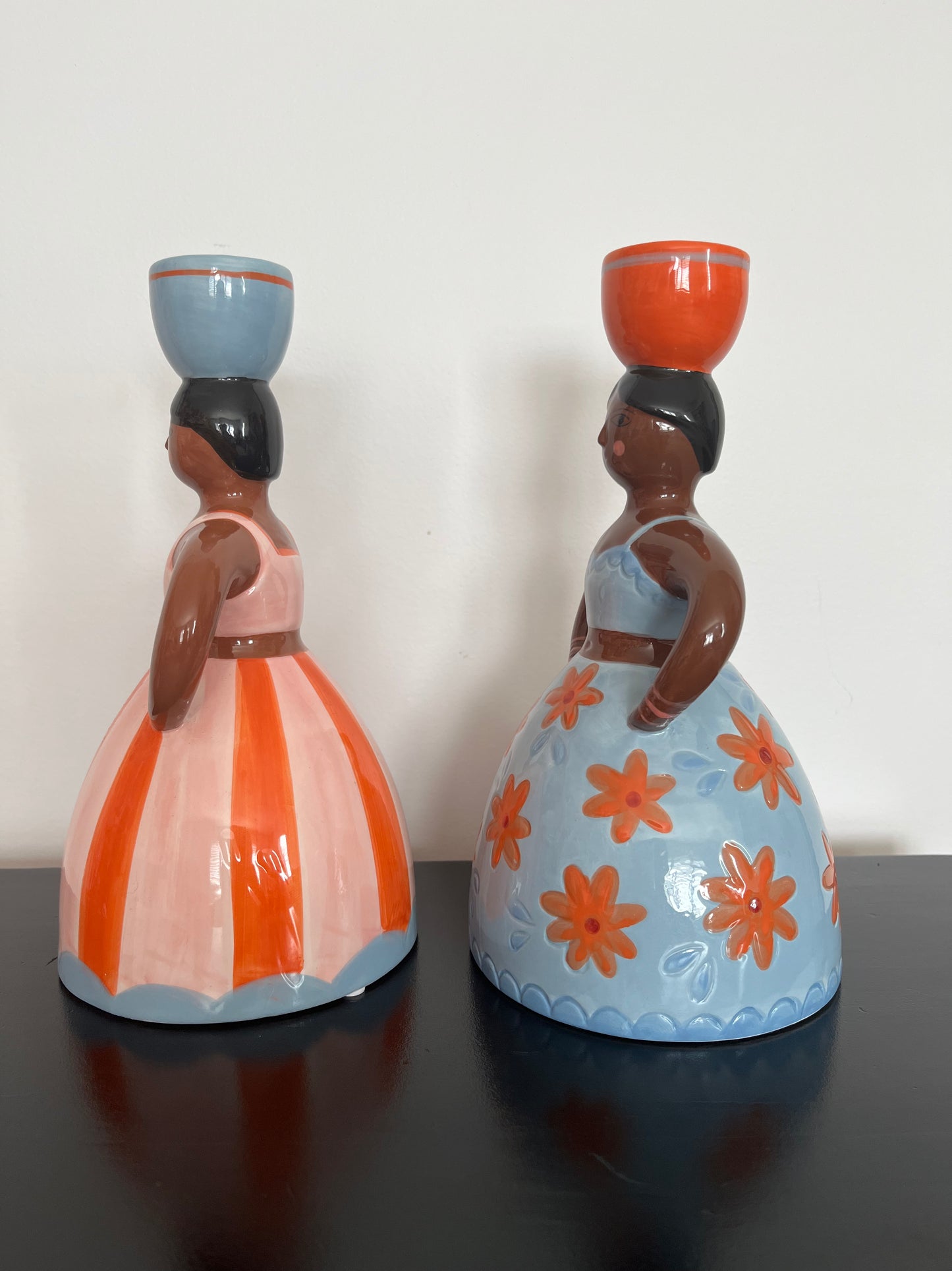 Lovely Pair of Lady Candleholders
