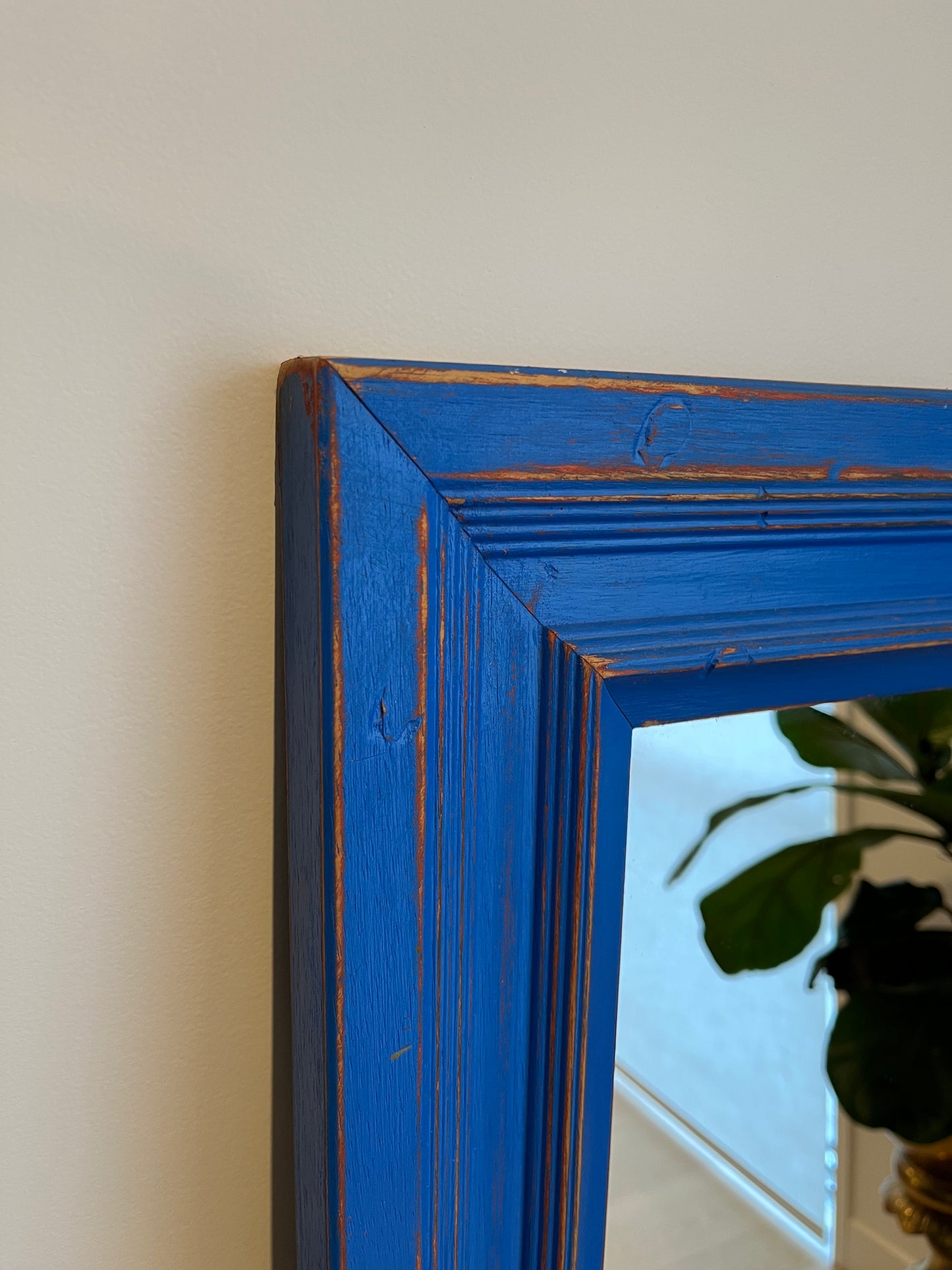 Lovely Rustic Blue Wooden Mirror