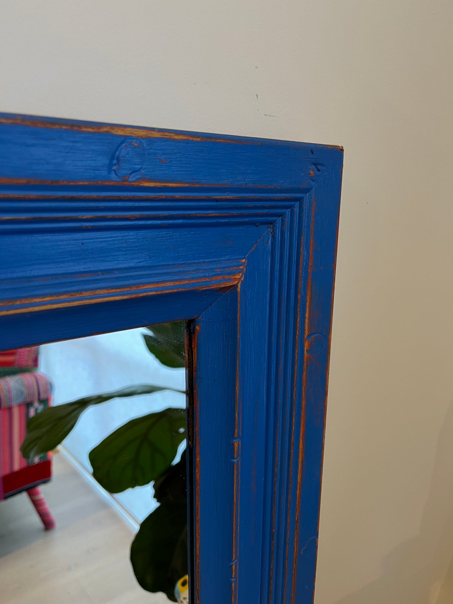 Lovely Rustic Blue Wooden Mirror