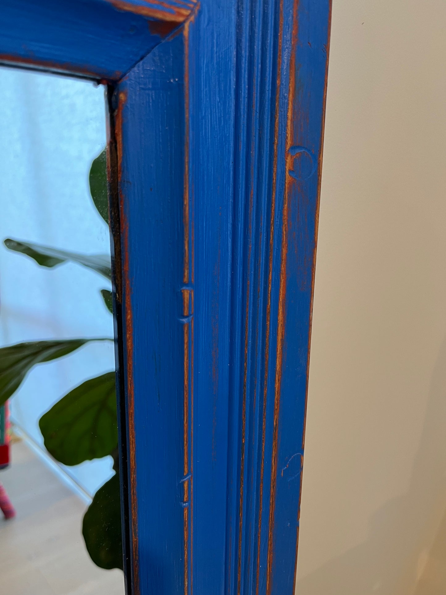 Lovely Rustic Blue Wooden Mirror