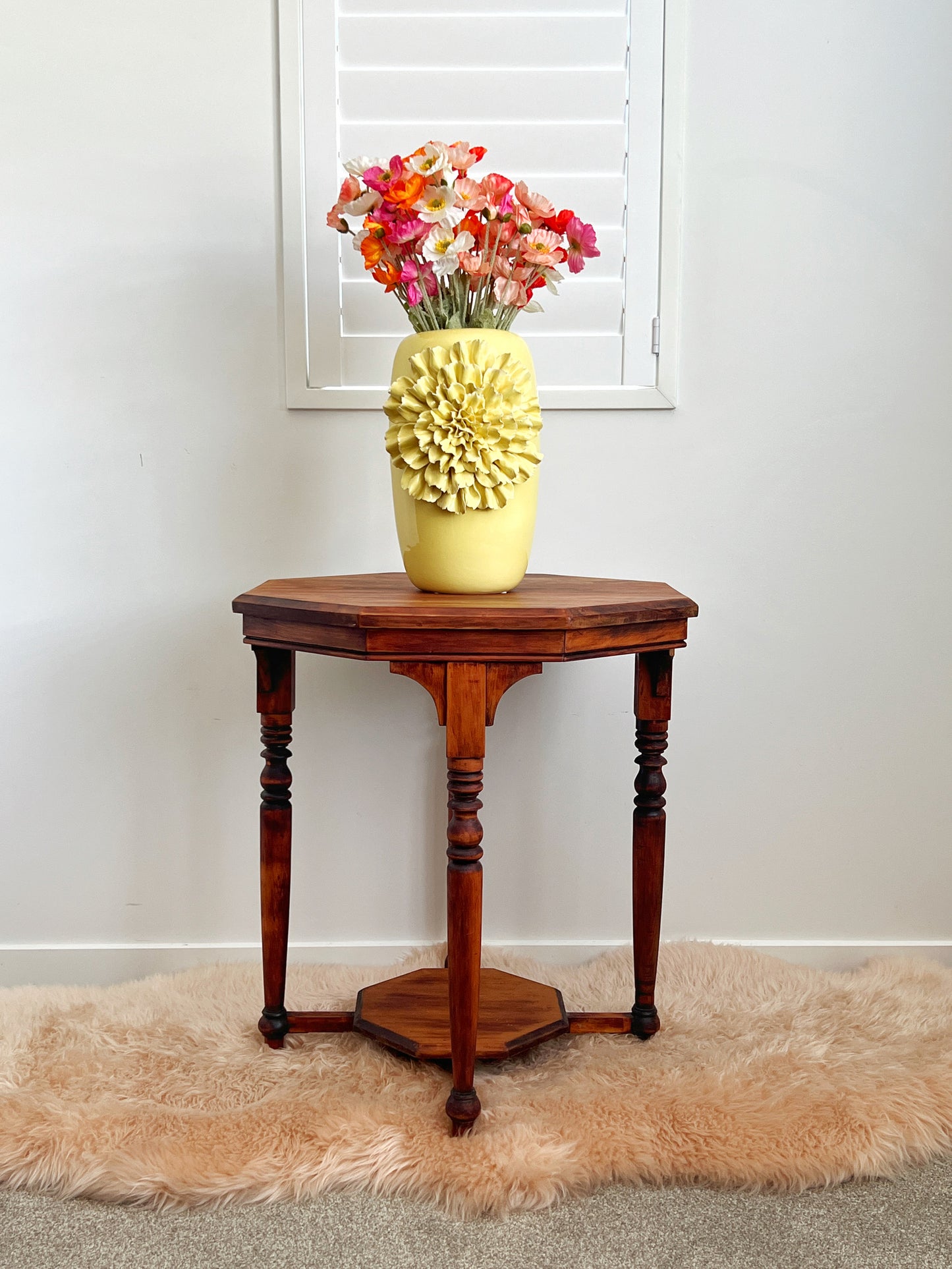 Beautiful Vintage Wooden Octogonal Side Table