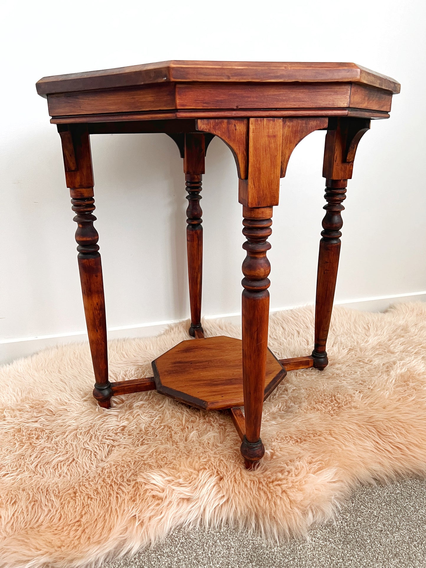Beautiful Vintage Wooden Octogonal Side Table