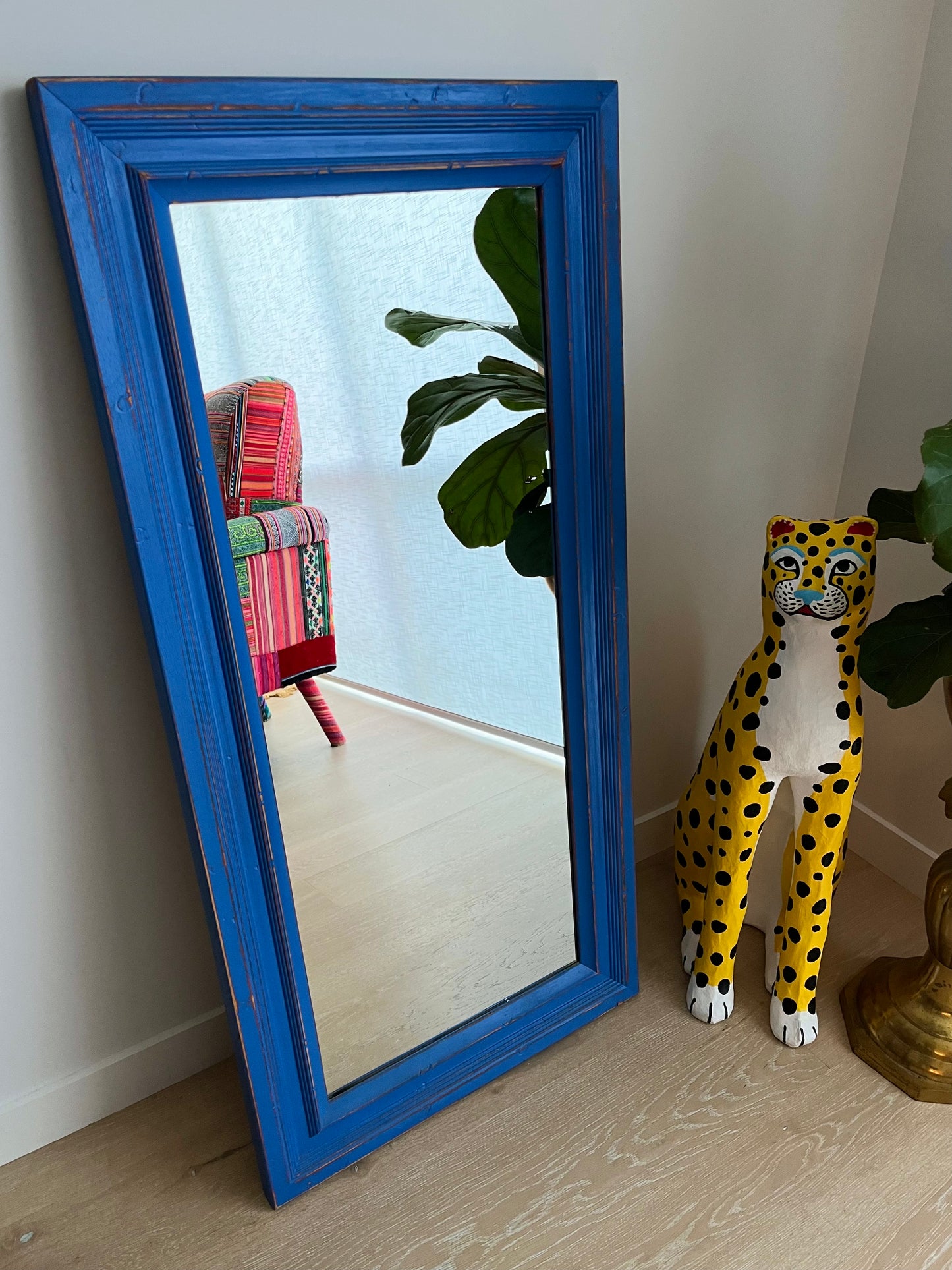 Lovely Rustic Blue Wooden Mirror