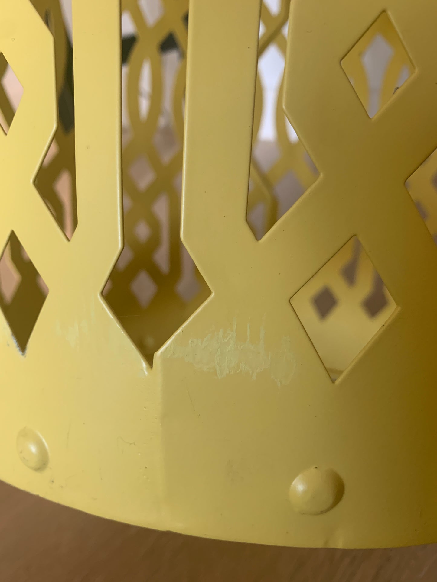 Pair of Funky Yellow Metal Stools/ Side Tables