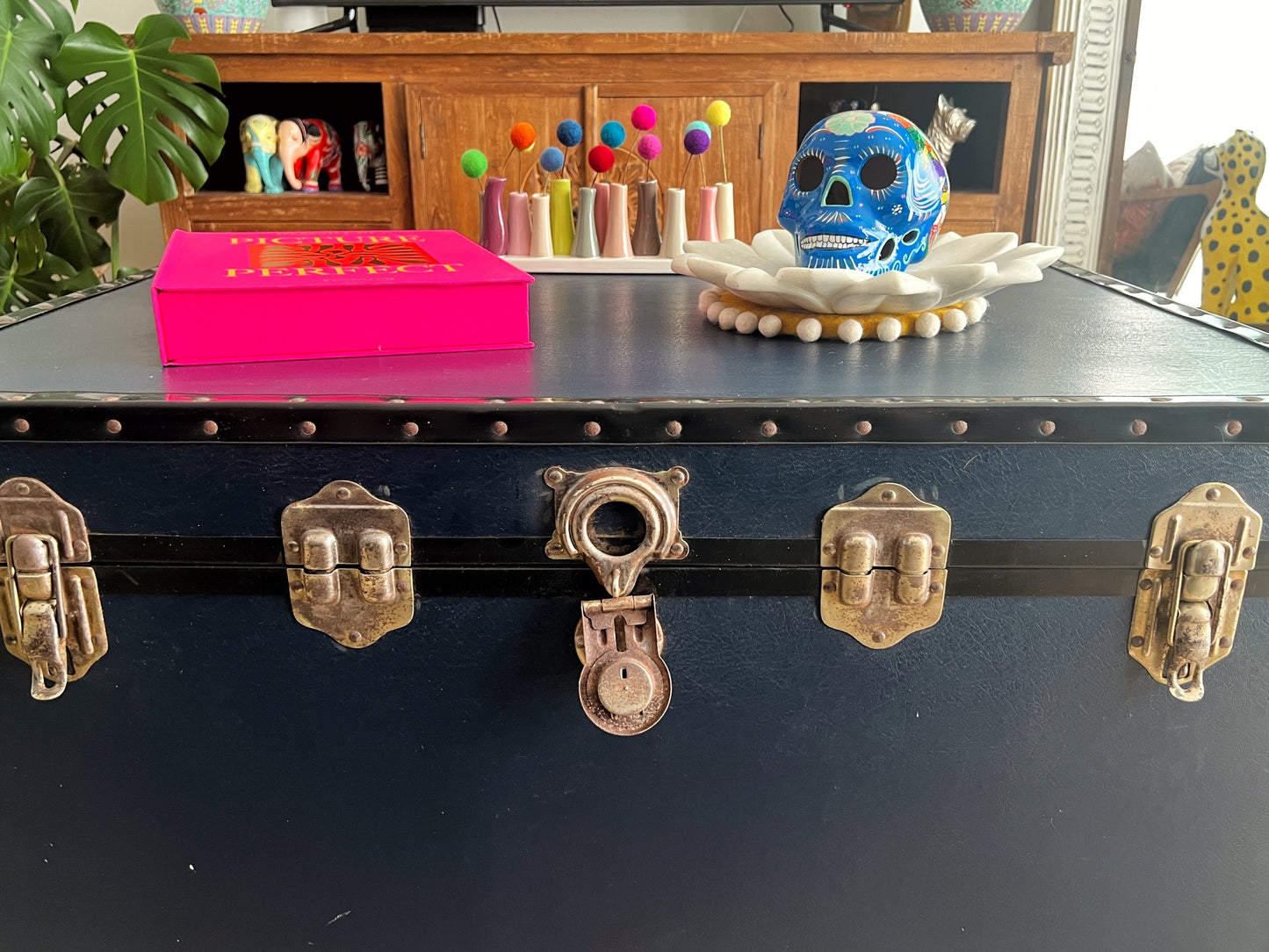Awesome Blue Vintage Steamer Trunk