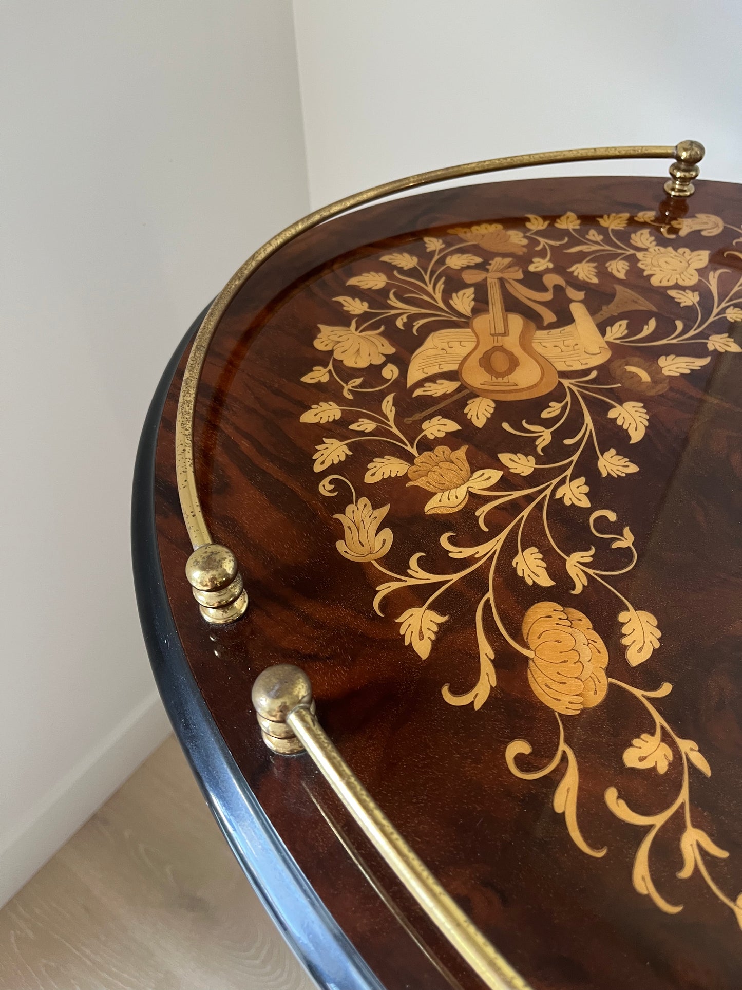 Beautiful Fully Curated Inlaid Wood Drinks Trolley