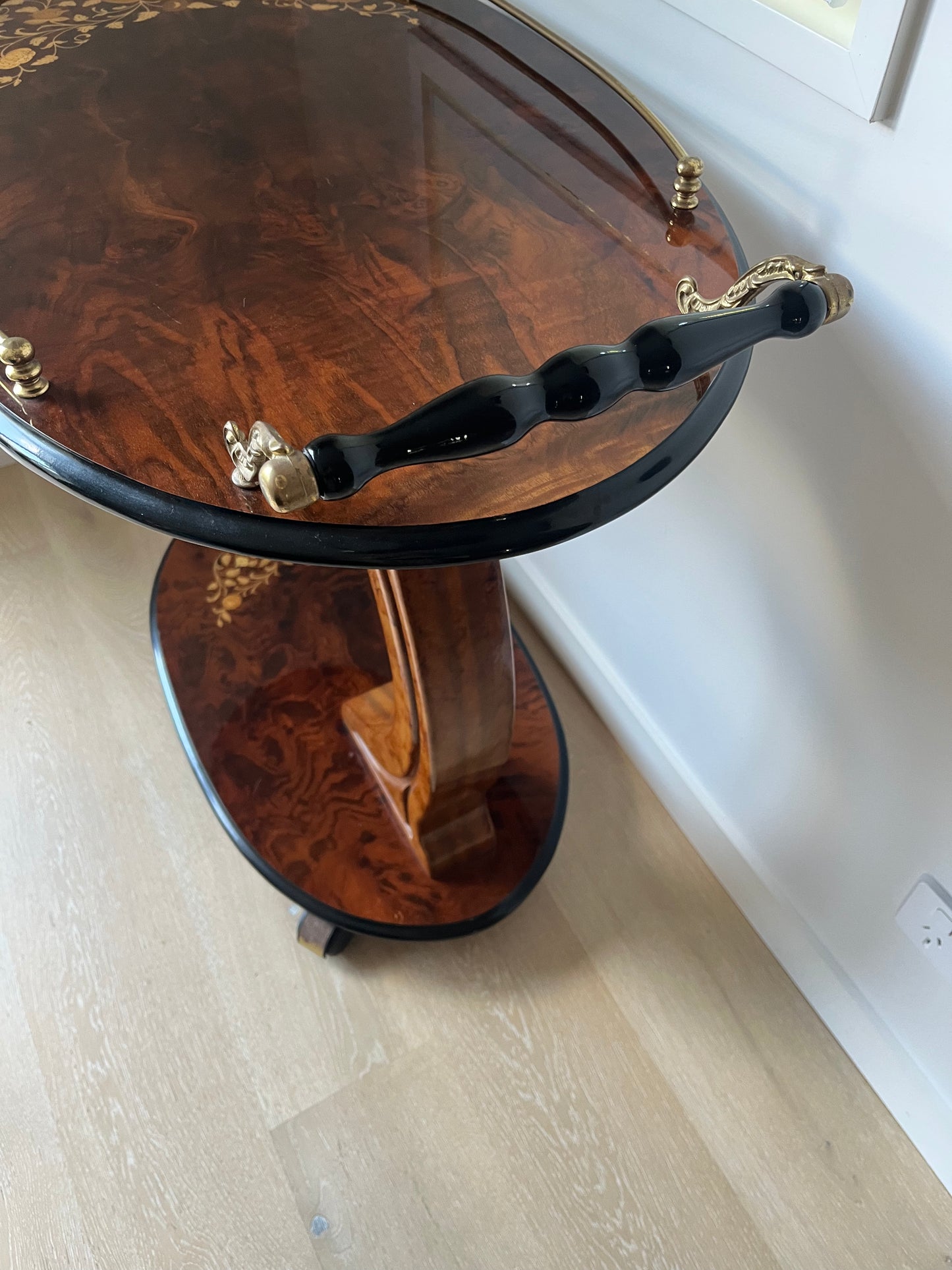 Beautiful Fully Curated Inlaid Wood Drinks Trolley