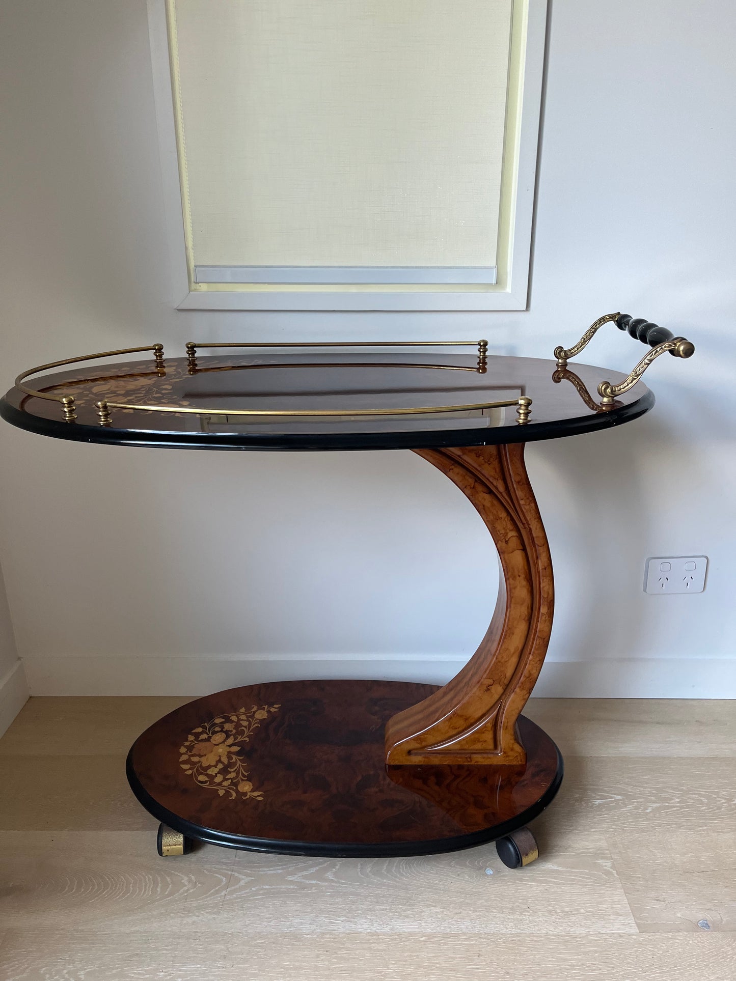 Beautiful Fully Curated Inlaid Wood Drinks Trolley