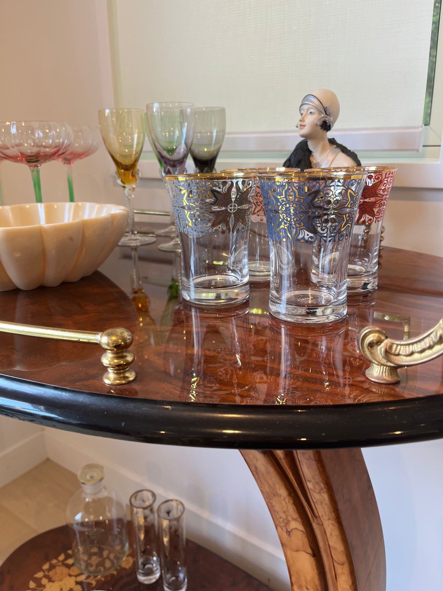 Beautiful Fully Curated Inlaid Wood Drinks Trolley