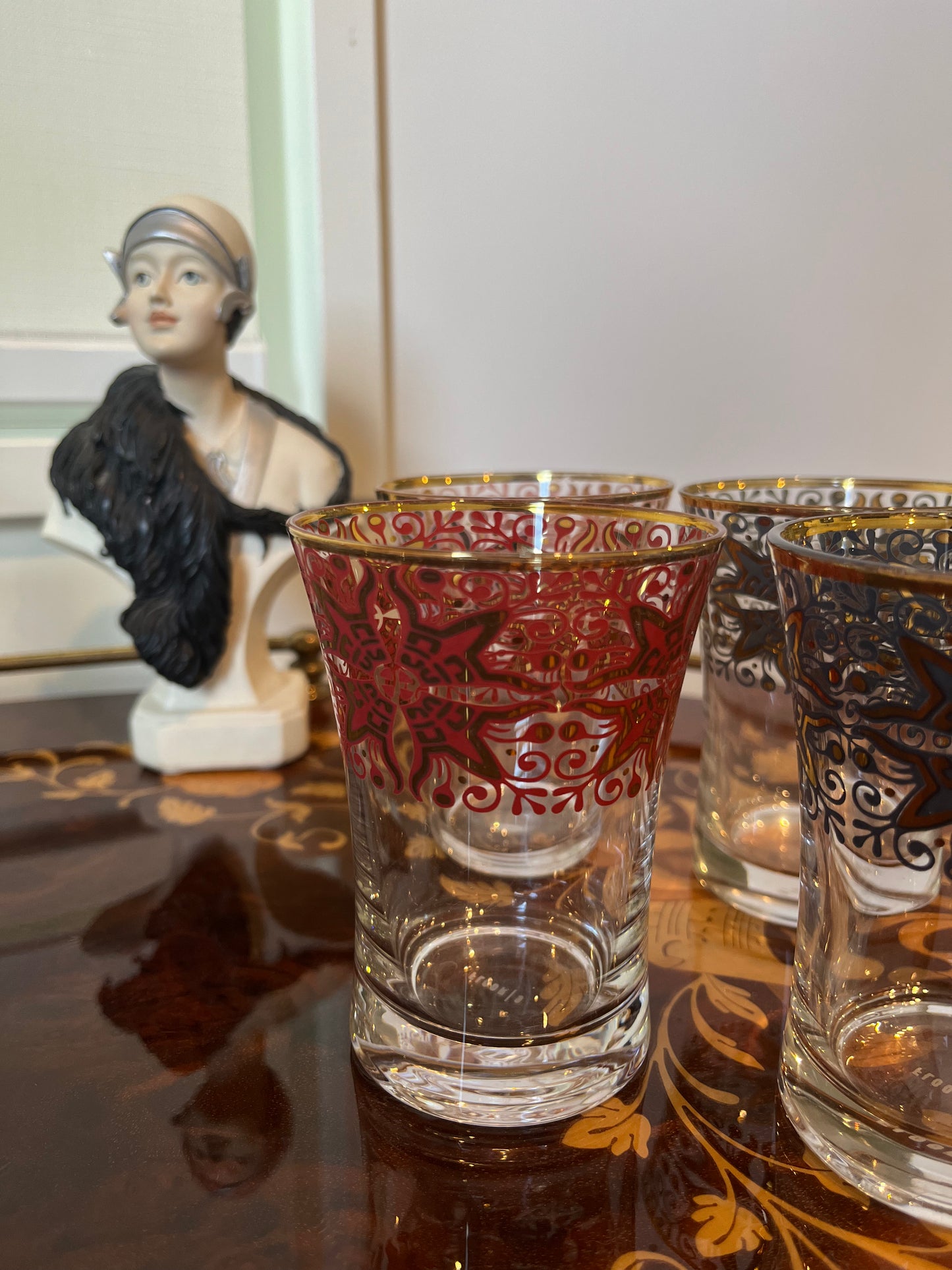 Beautiful Fully Curated Inlaid Wood Drinks Trolley