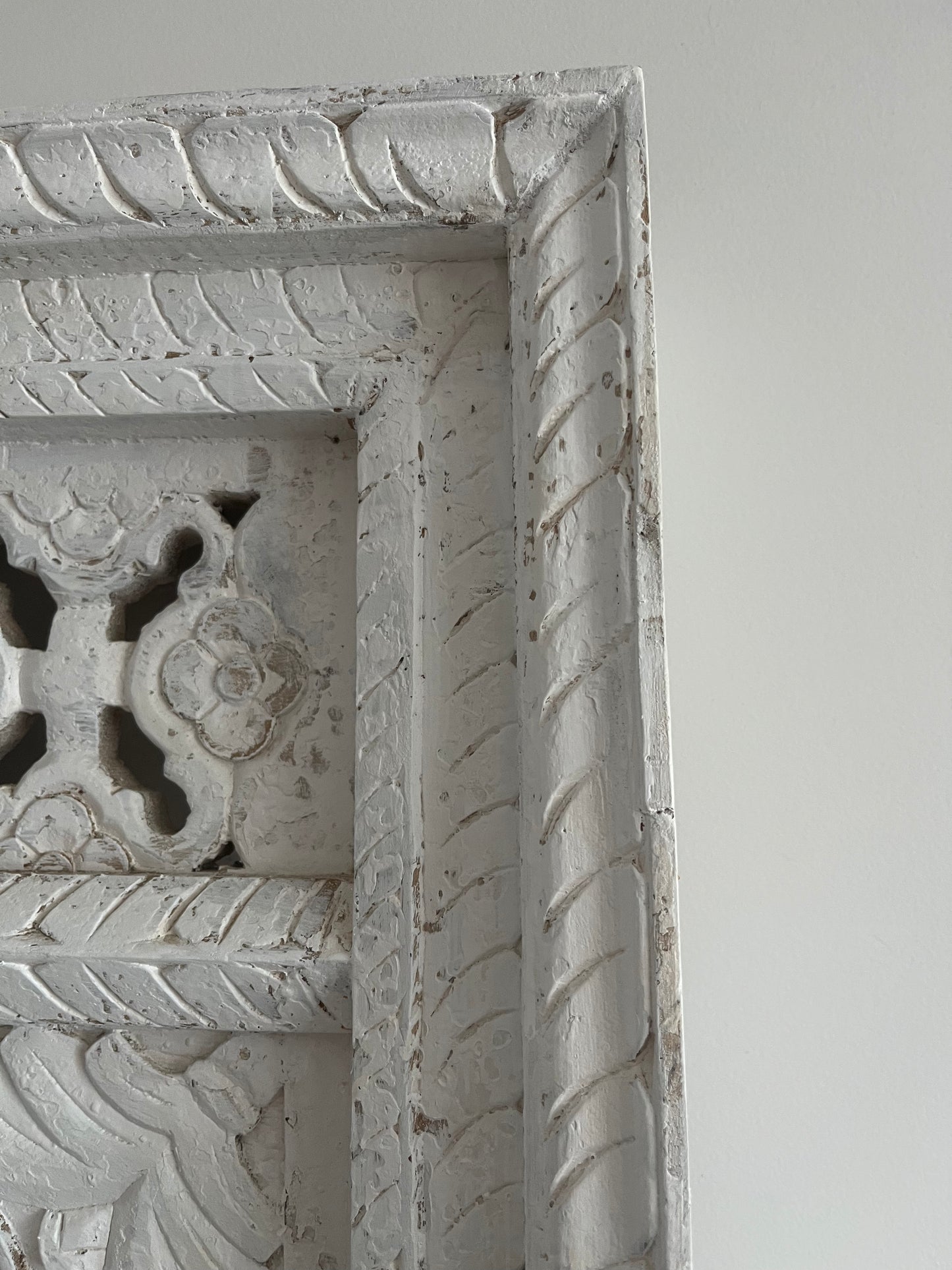 Beautiful White Carved Wooden Mirror