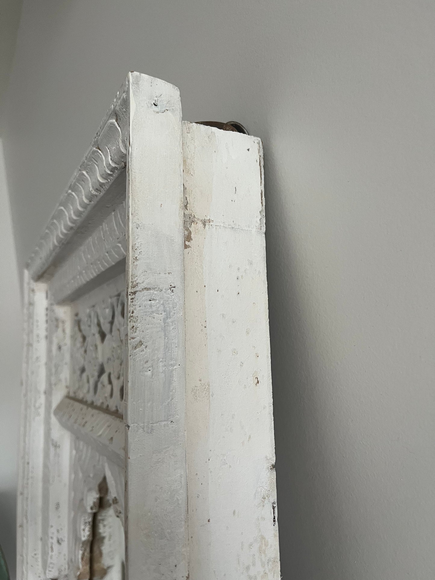 Beautiful White Carved Wooden Mirror