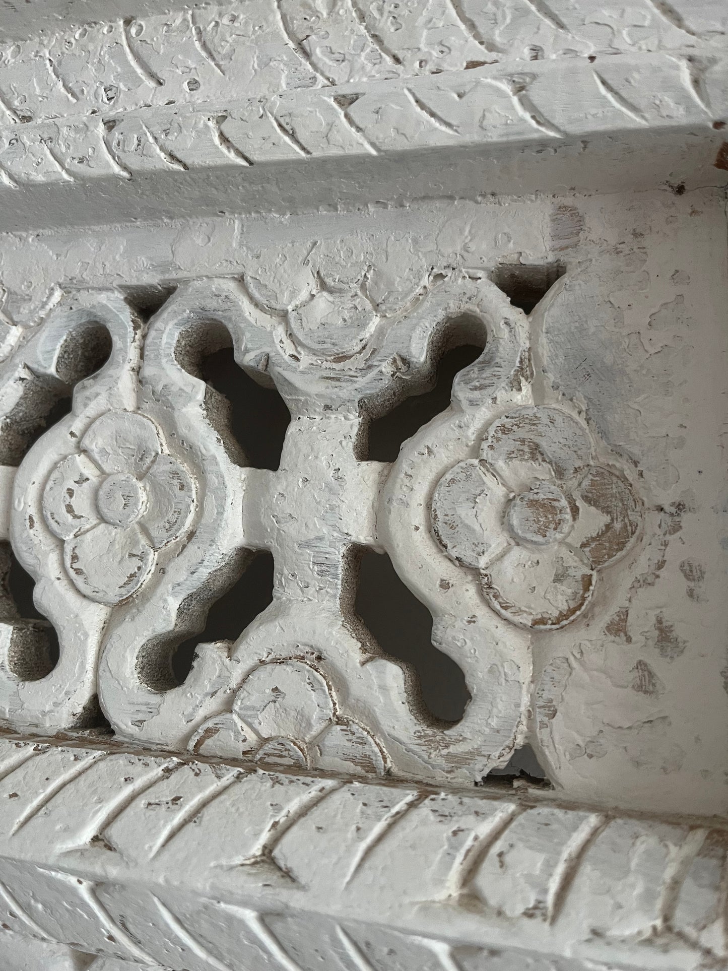 Beautiful White Carved Wooden Mirror