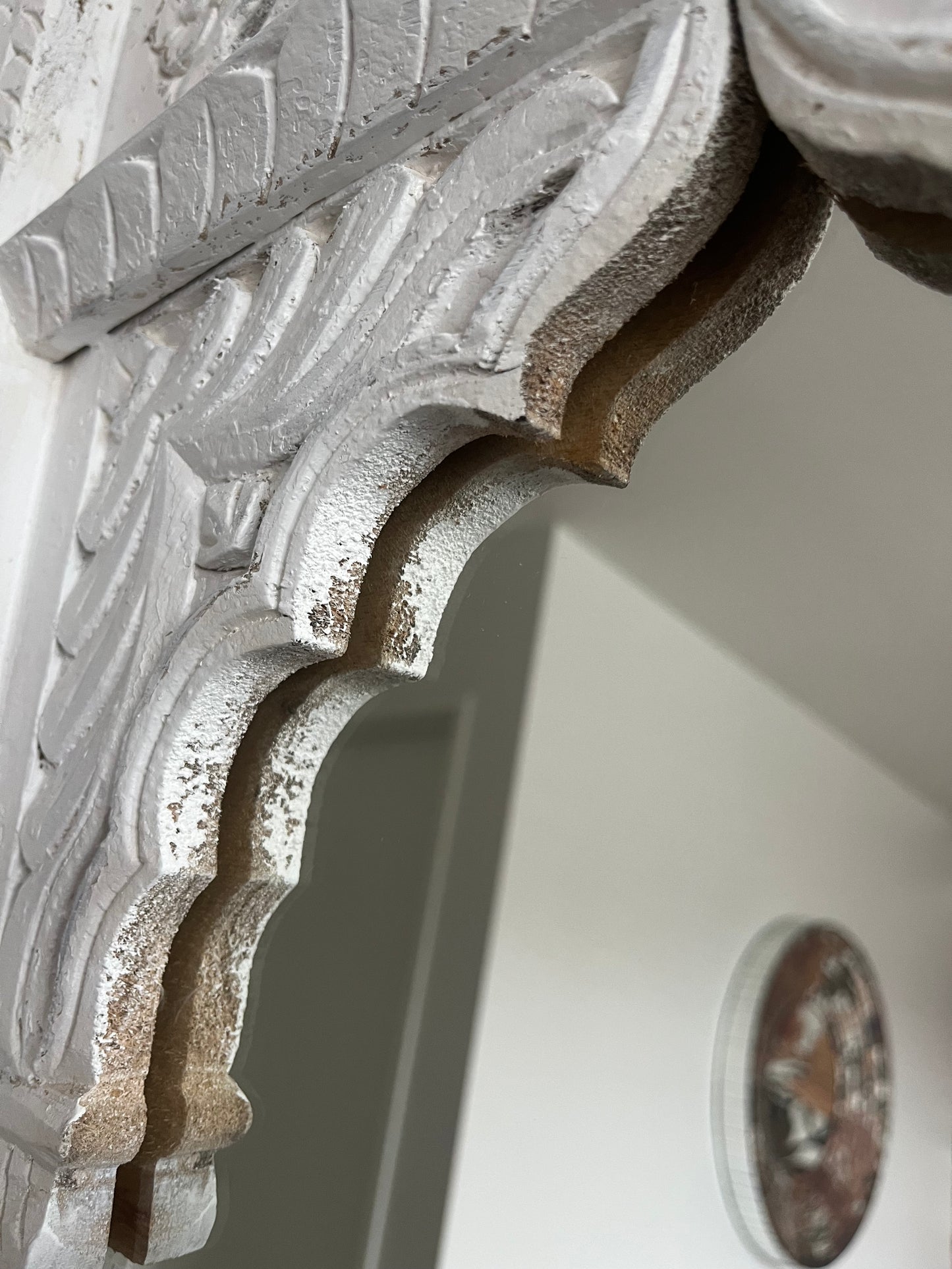 Beautiful White Carved Wooden Mirror