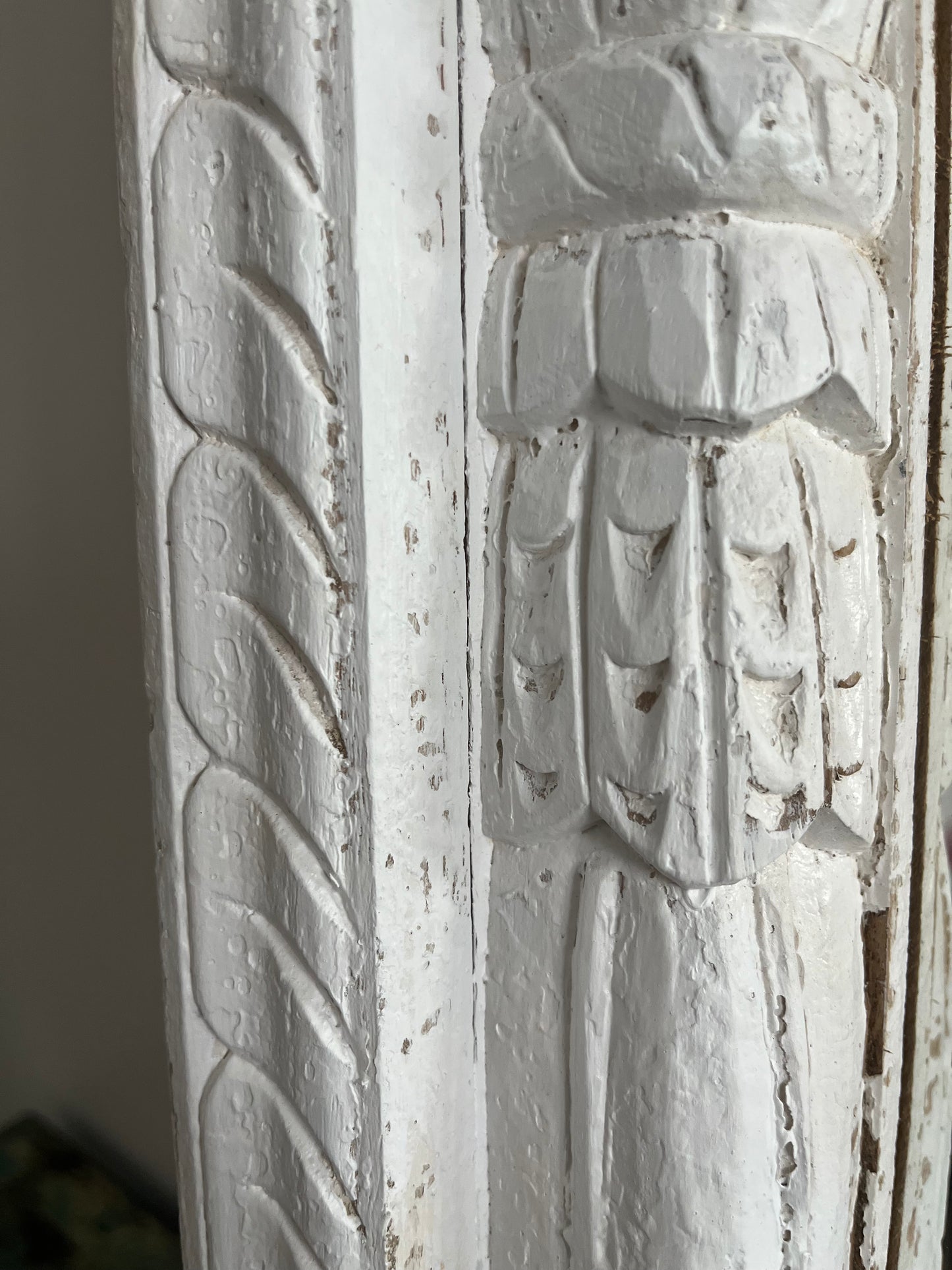Beautiful White Carved Wooden Mirror